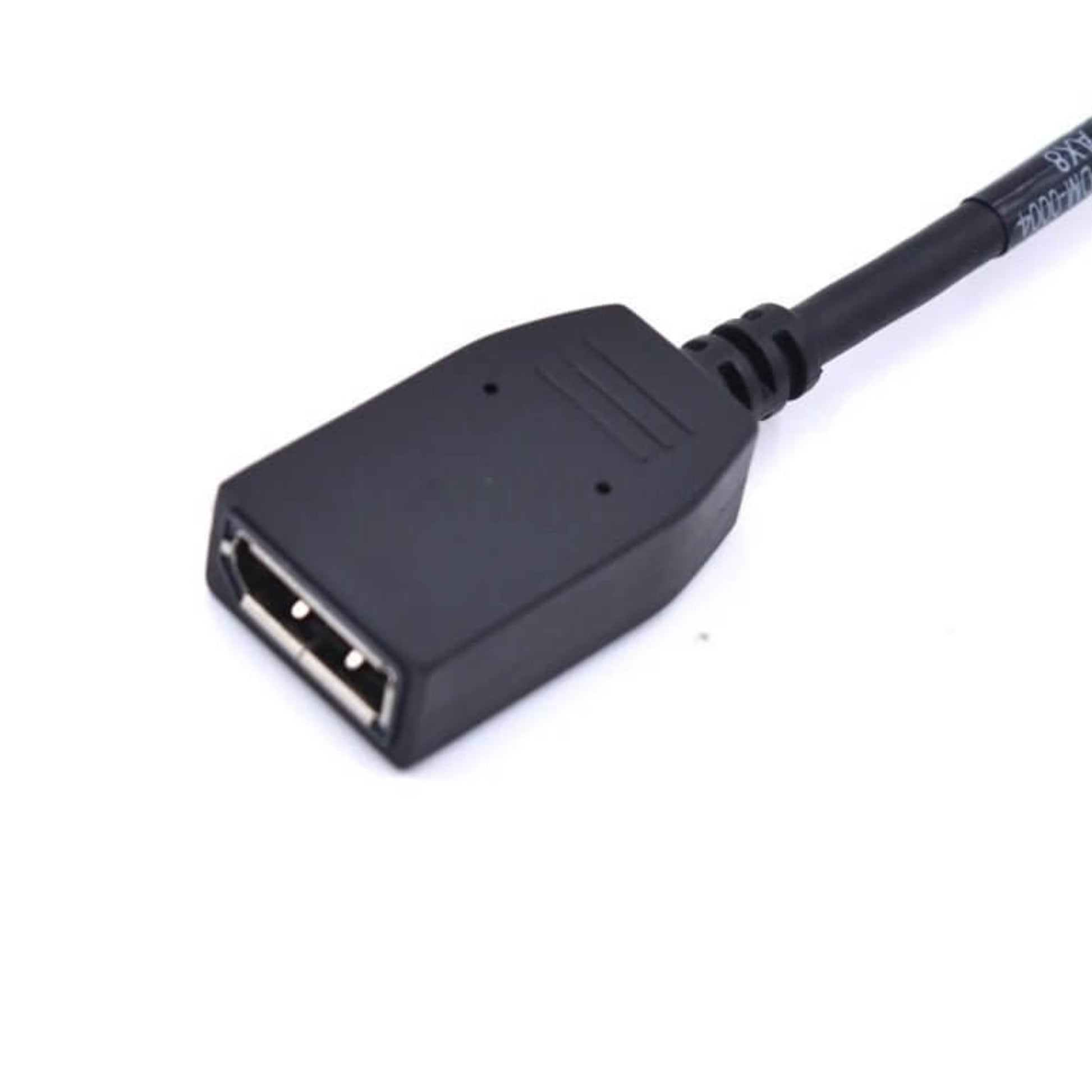 Close-up view of a black USB adapter connector, highlighting its design and build quality.
