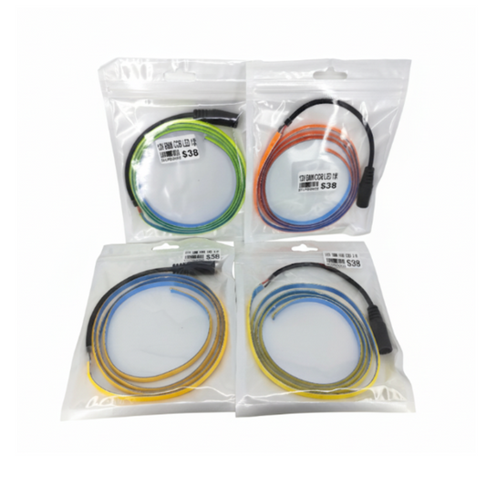Four packages of colorful cables on a white background