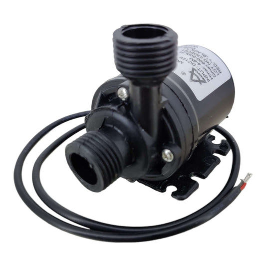 Front view of 12V AW500S water pump with G1/2 (4分外牙) inlet/outlet thread for circulation.