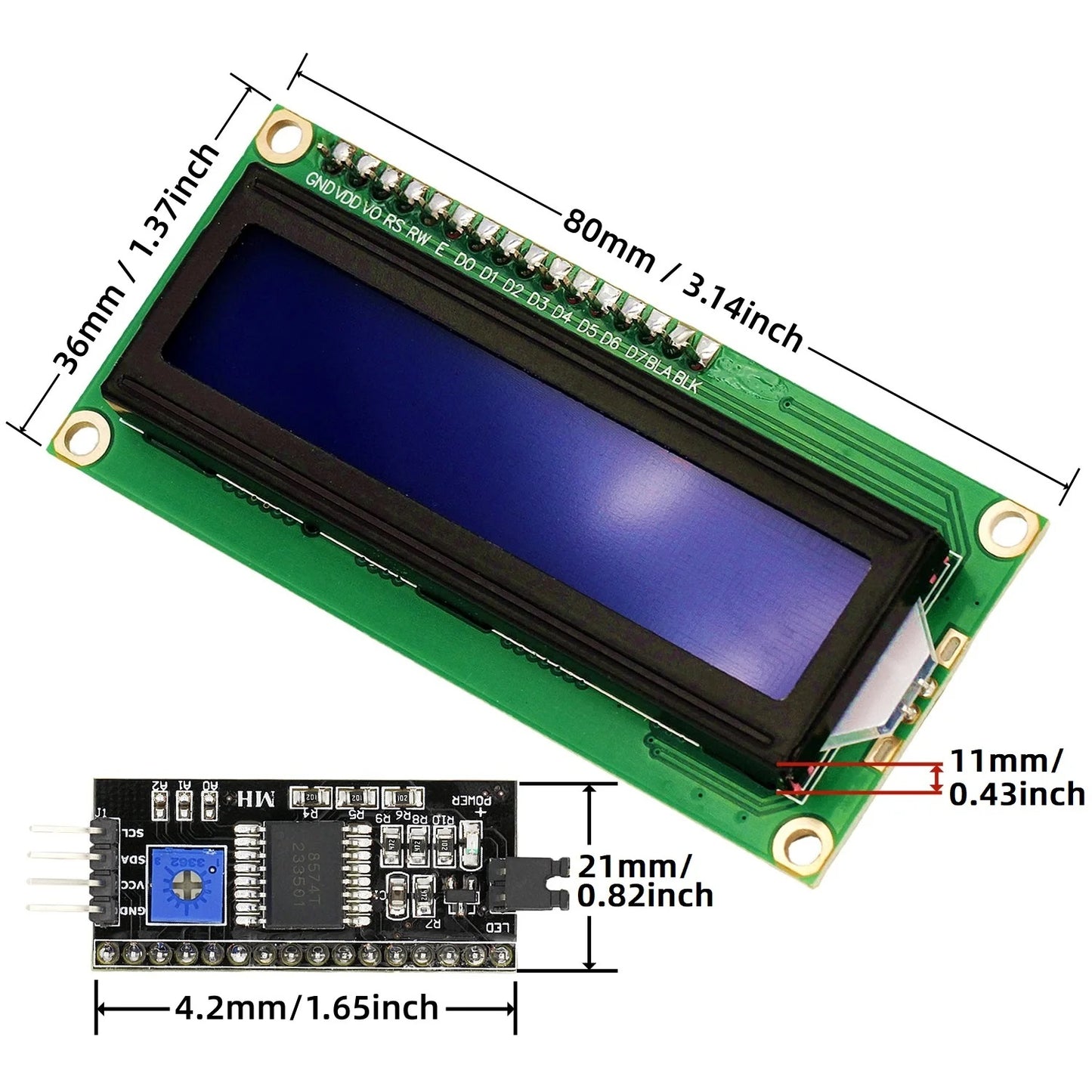 1602 LCD Module for Arduino – Blue Screen