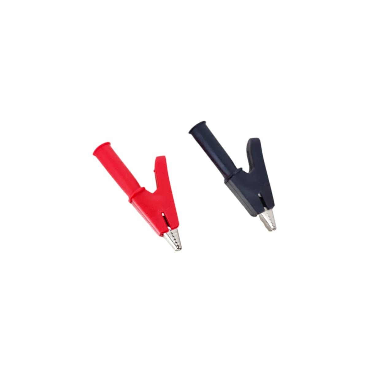 Red and black 20A crocodile alligator clips with 4mm banana plug receptacles for electrical testing.