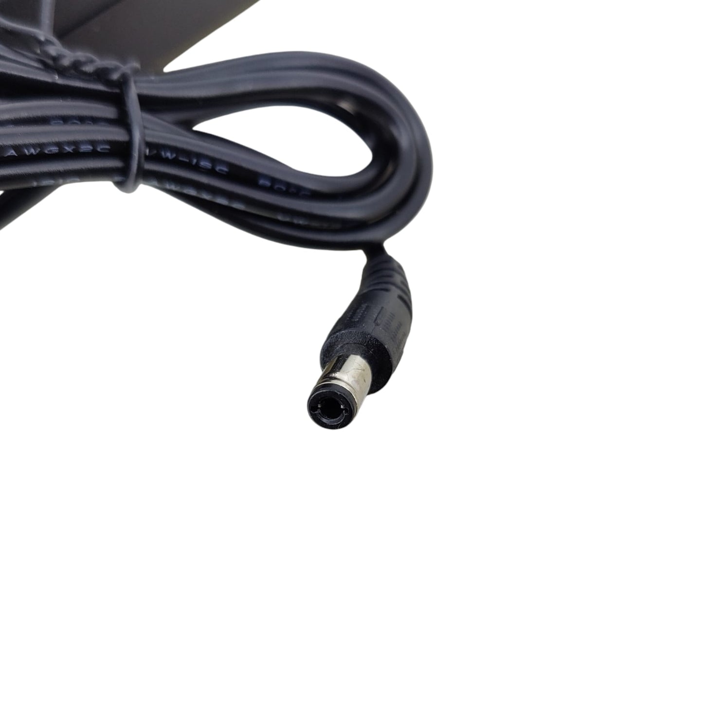 Close up of the 5.5mm x 2.1mm DC barrel connector for the 21V charger.