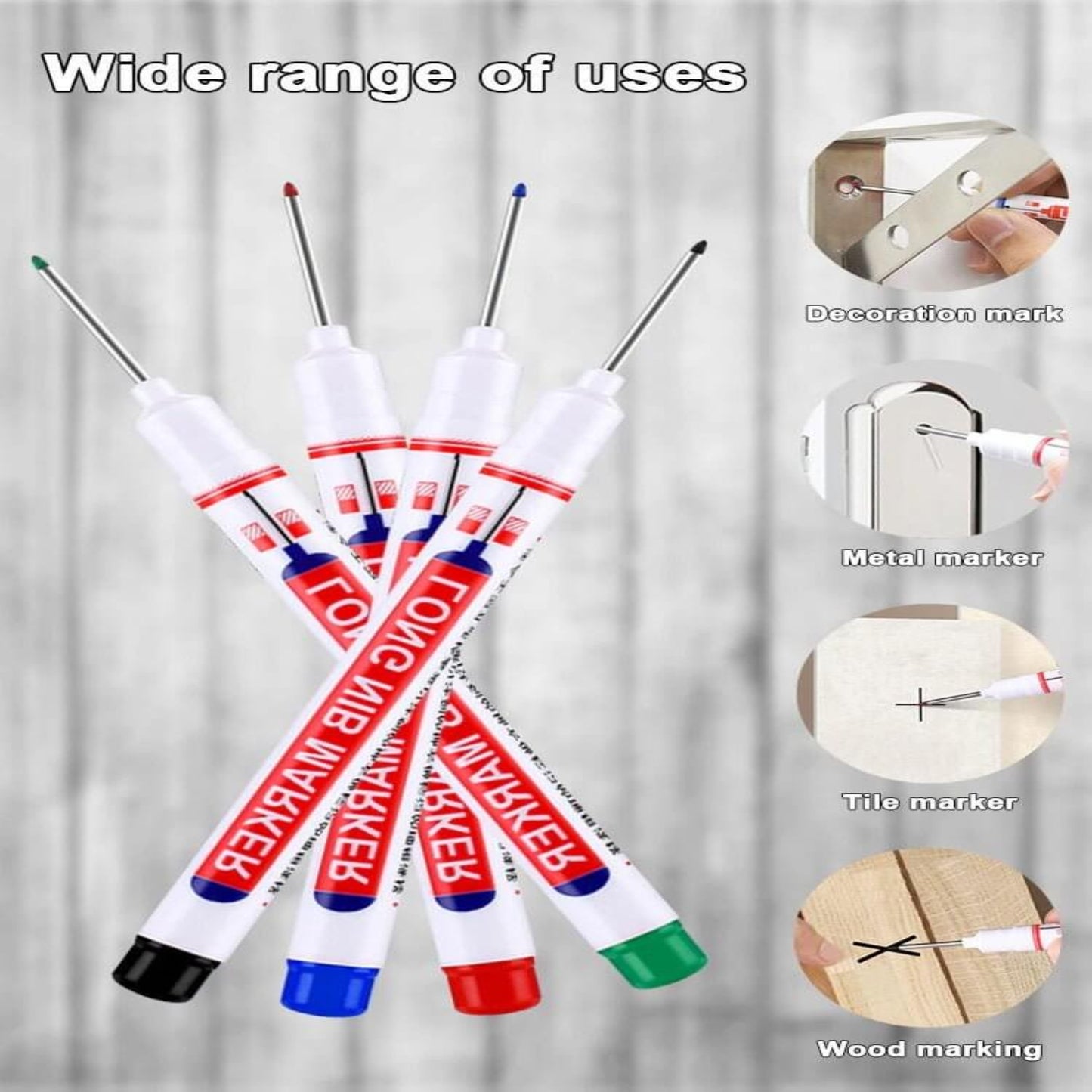 22mm Deep Hole Long Nib Head Markers in various colors for decoration and versatile marking on metal, wood, and tile.