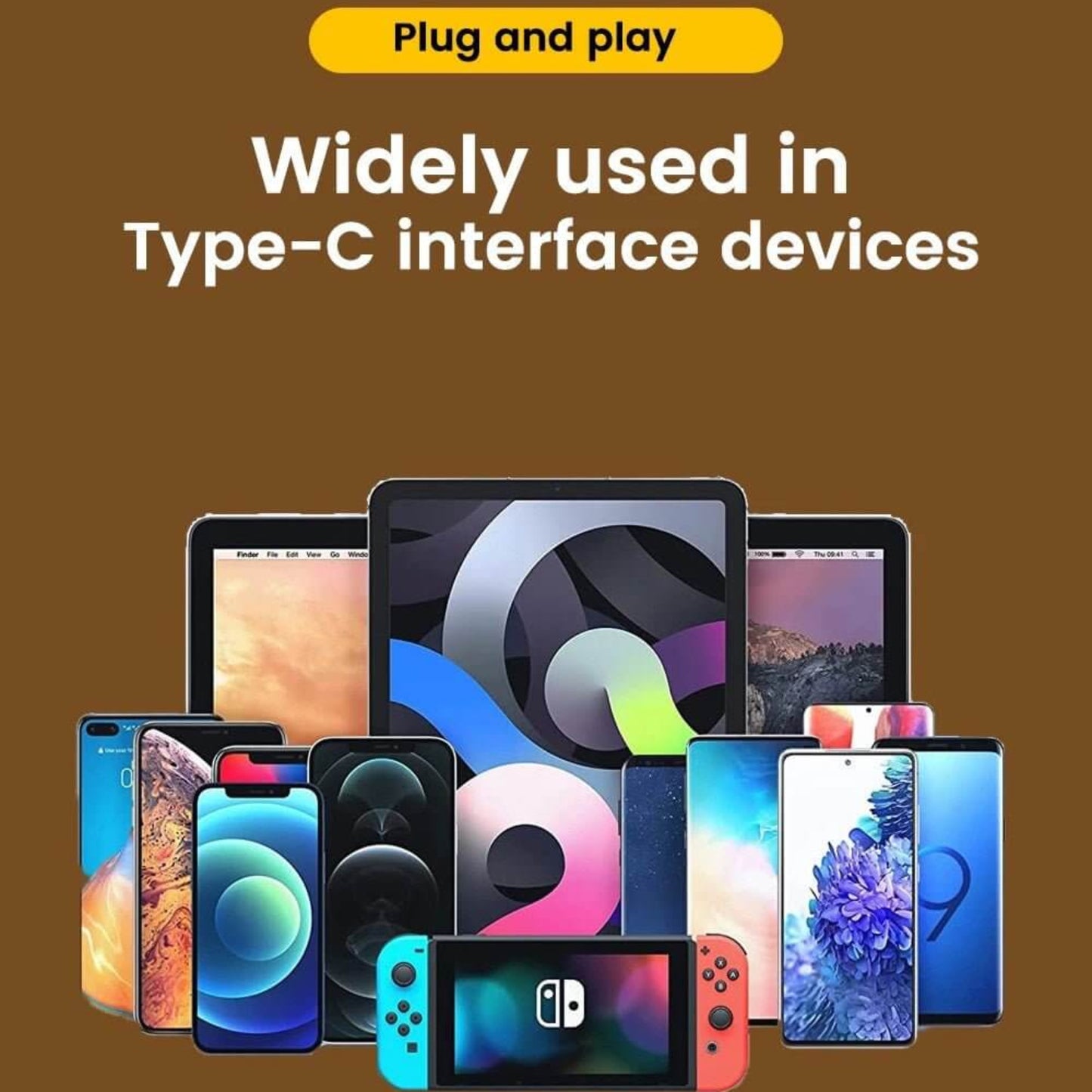 Various Type-C interface devices showcasing plug-and-play compatibility with modern technology.