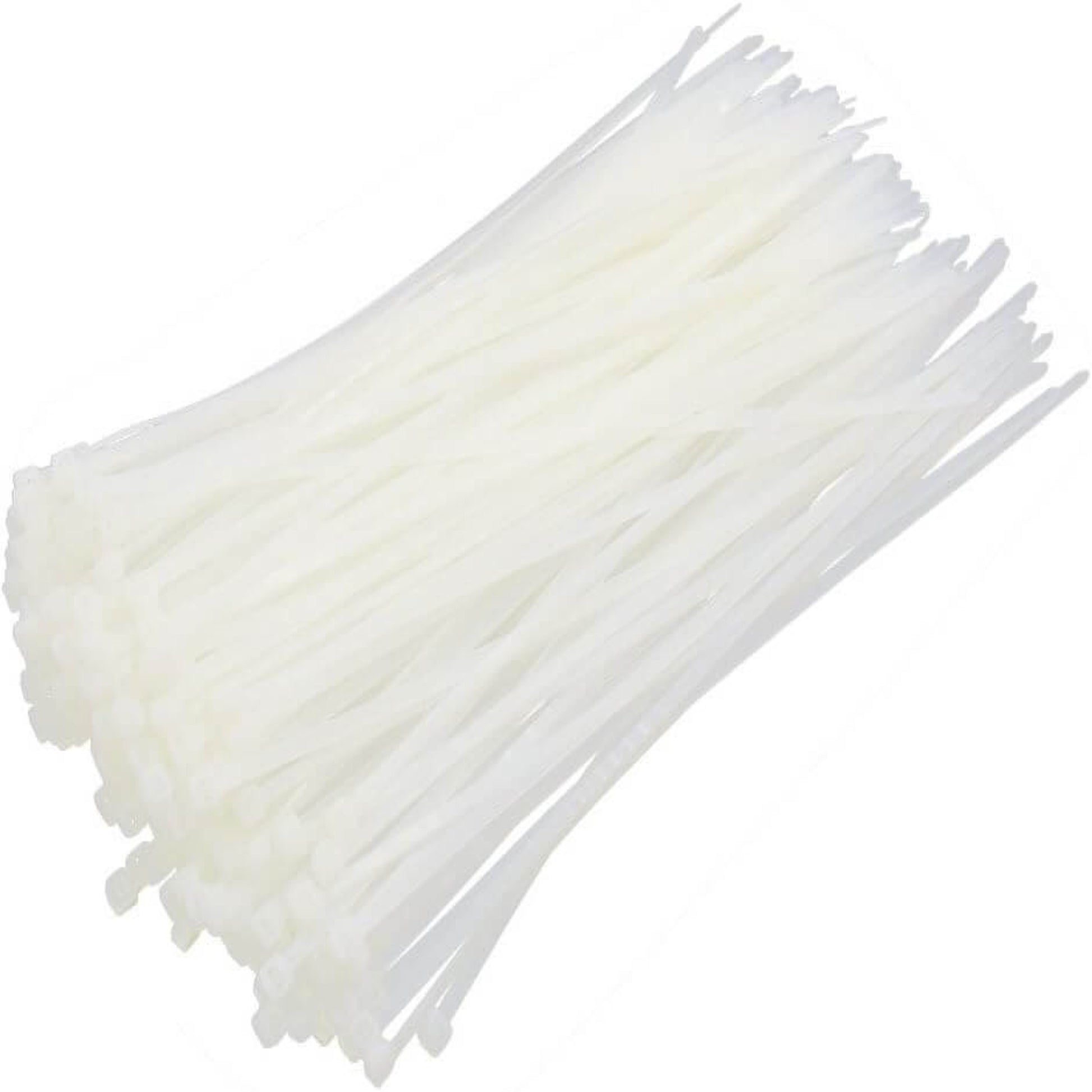 Bundle of 250 white 5mm x 300mm nylon auto car cable ties, perfect for wire fastening.