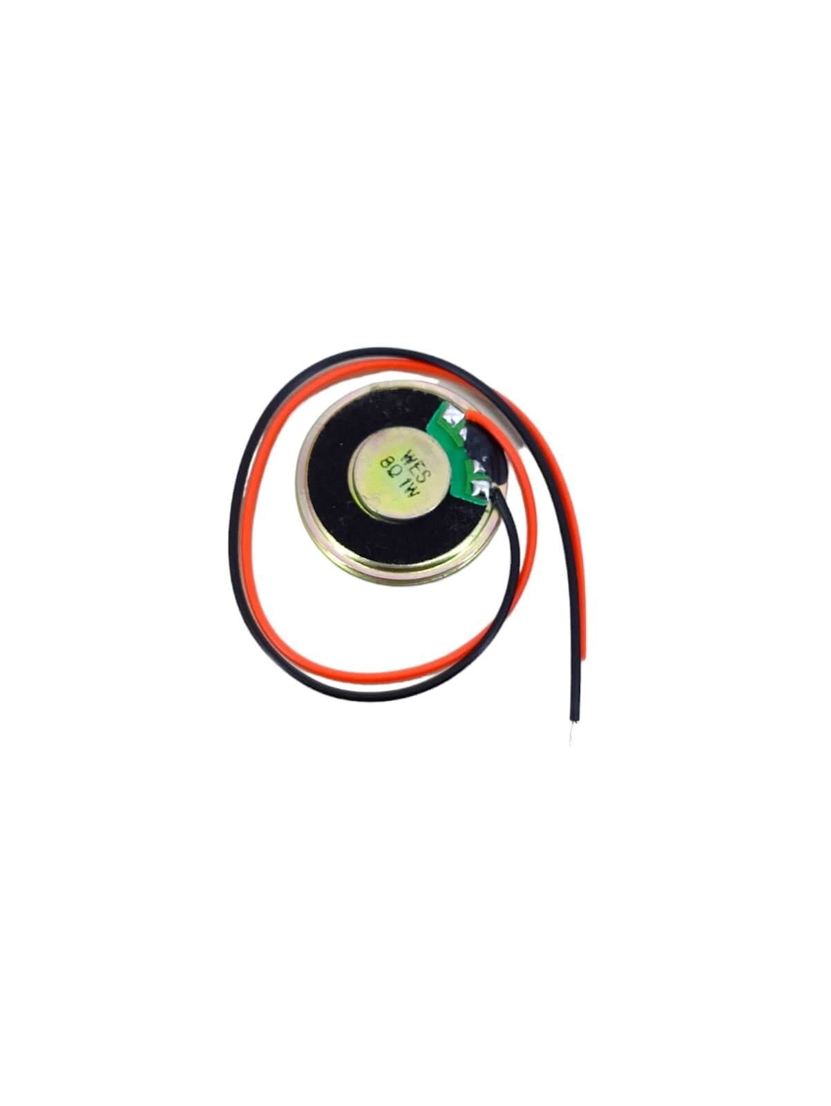 1W 8 Ohm Mini Speaker 28mm with red and black wires for multimedia devices and DIY projects.