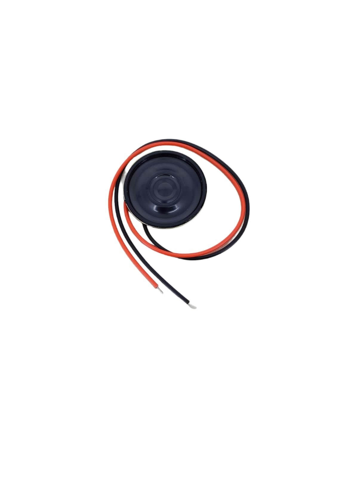 1W 8 Ohm Mini Speaker 28mm with red and black wires, ideal for multimedia speakers and small audio devices.