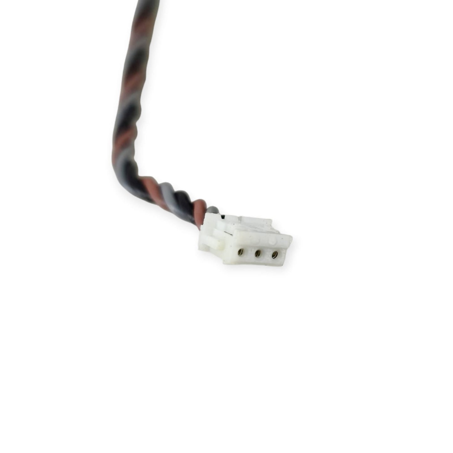 Close-up of the white 3-pin female fan connector with red, black, and grey wires.