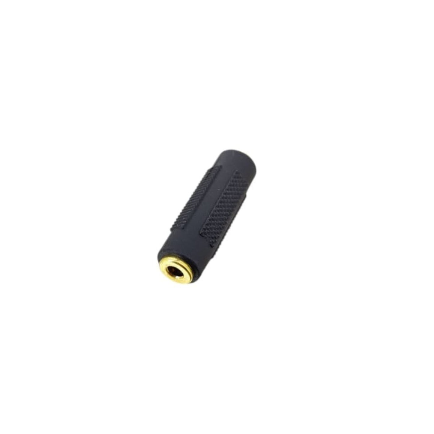 3.5mm female to female audio adapter with gold-plated connectors for clear sound transmission.