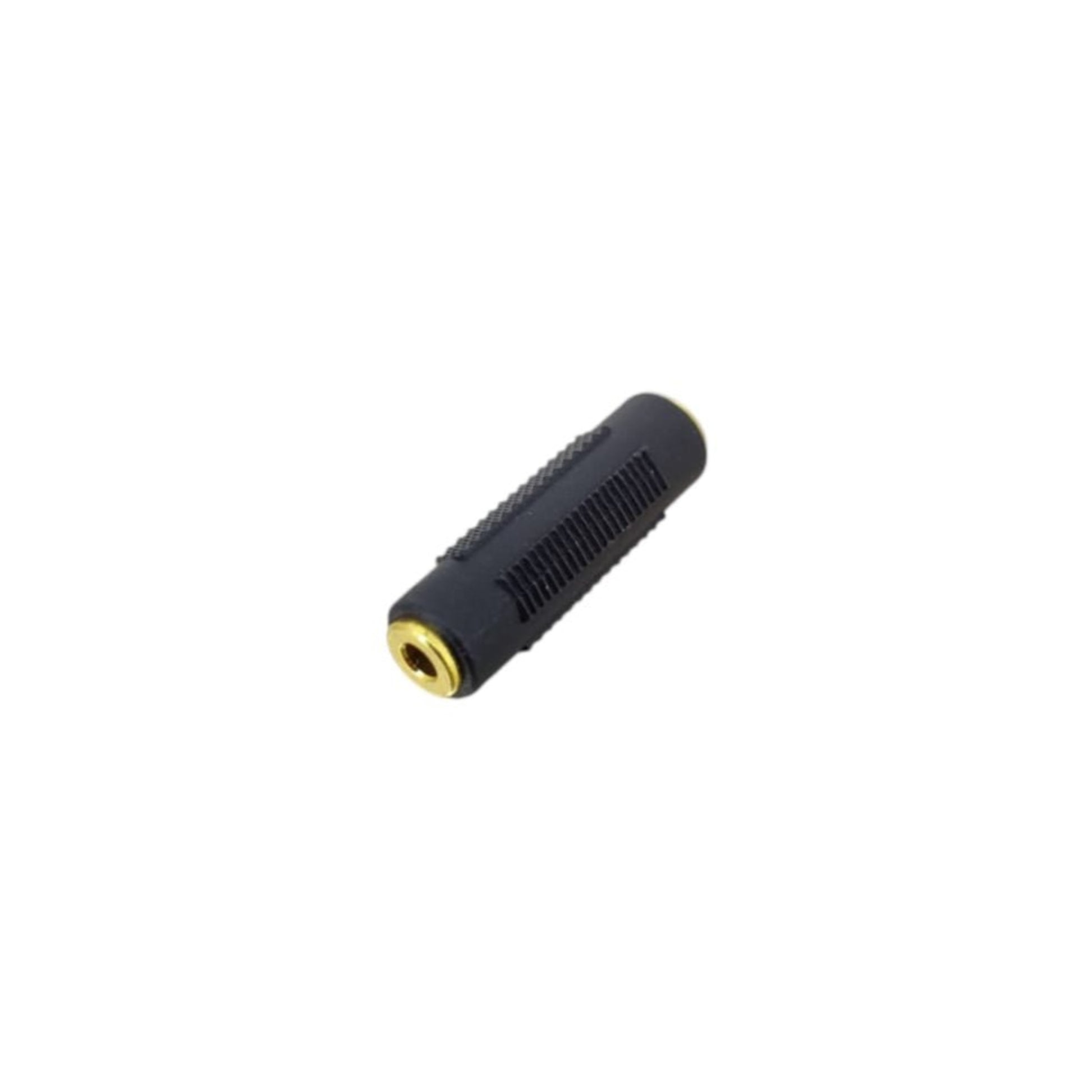 3.5mm female to female audio adapter with gold plated connectors for clear sound transmission.