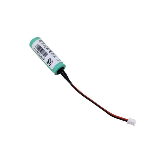 Back view of 3.7V 13400 K-type capacitor lithium battery, showing product serial number 21PS002432.