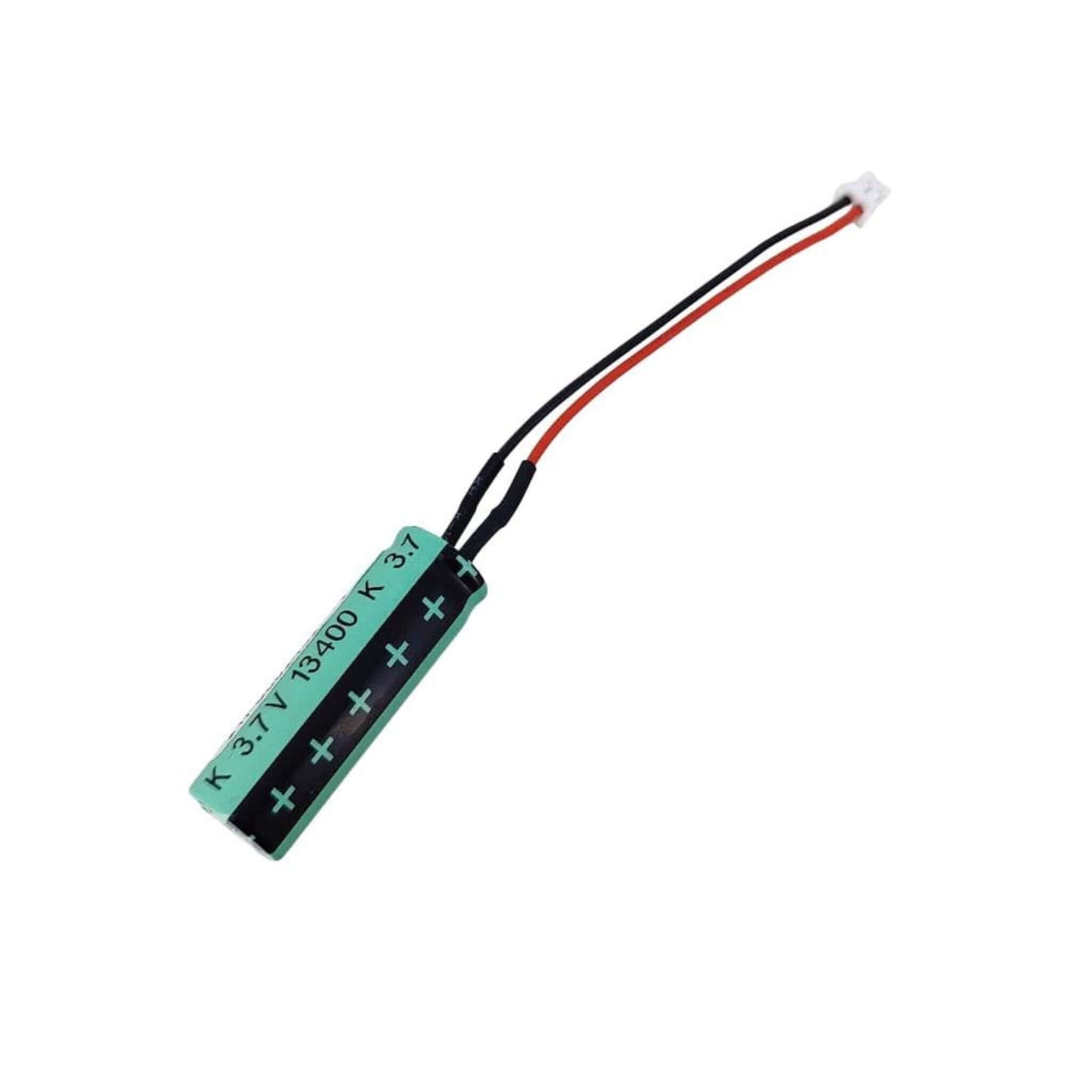 3.7V 13400 K-type capacitor lithium battery, showing voltage, model, and capacity clearly.