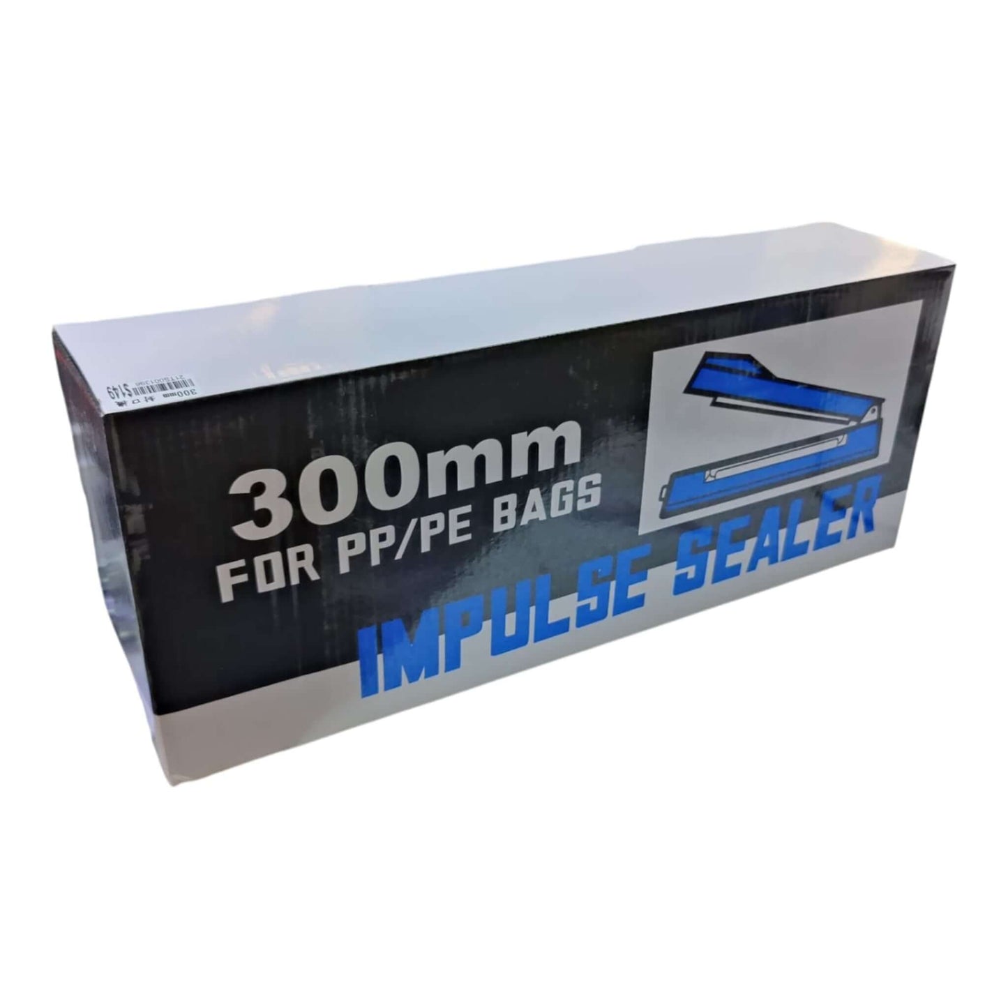 300mm impulse heat sealer packaging for instant sealing of plastic bags, ideal for food and retail use.