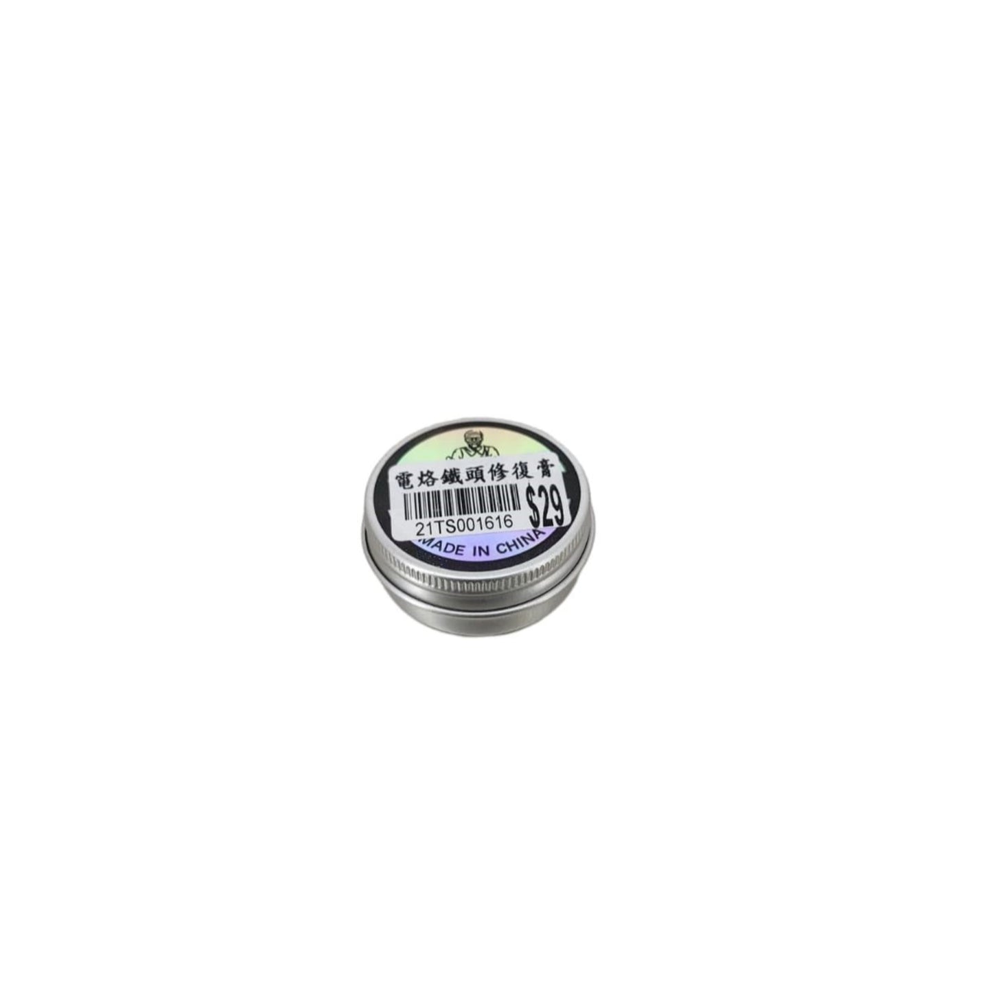 30g Soldering Iron Tip Refresher cream in a metal tin, designed for cleaning and reactivating soldering tips.