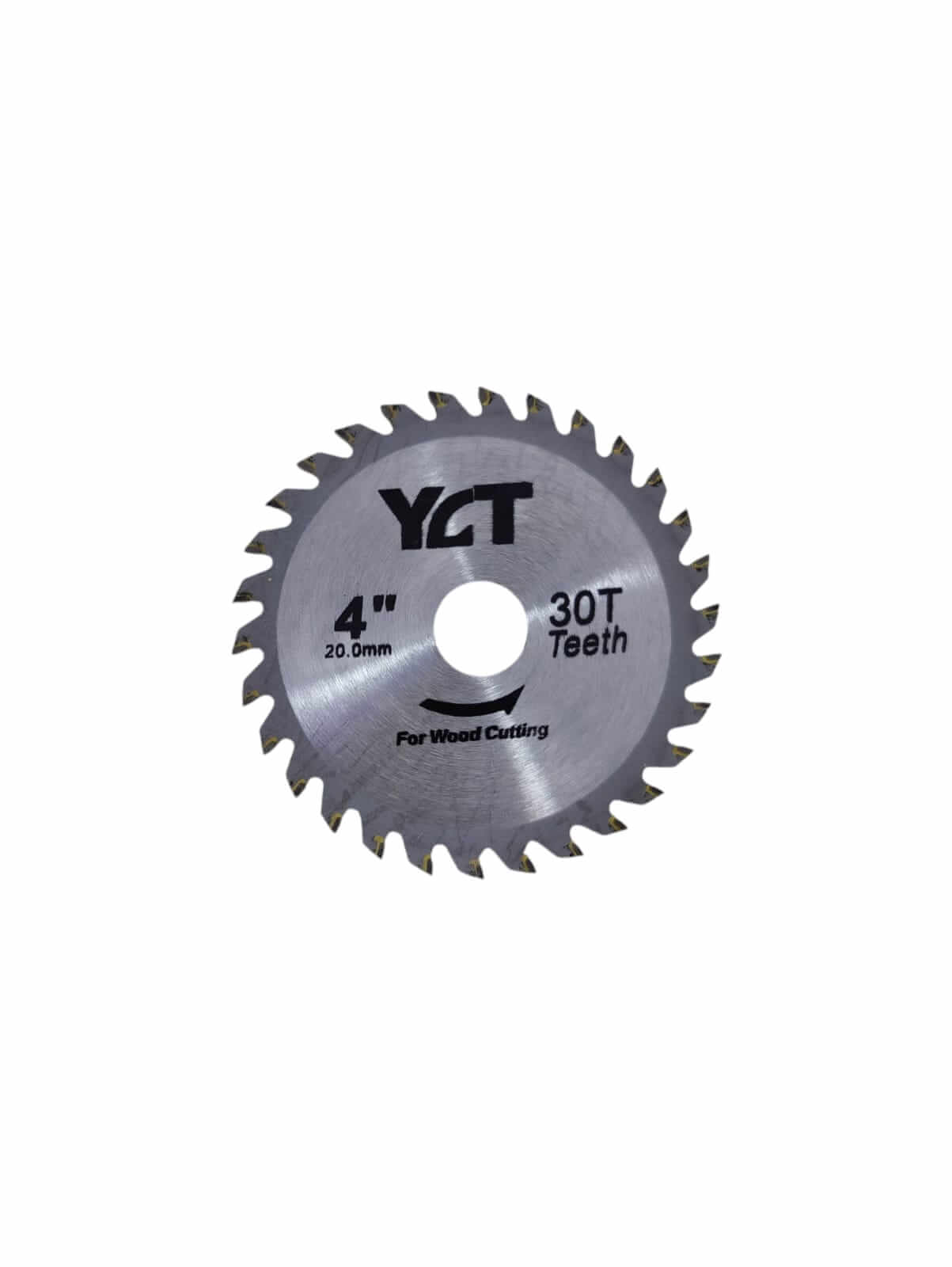 4 inch circular saw blade with 30 teeth for wood cutting, featuring a 20mm hole for easy attachment.