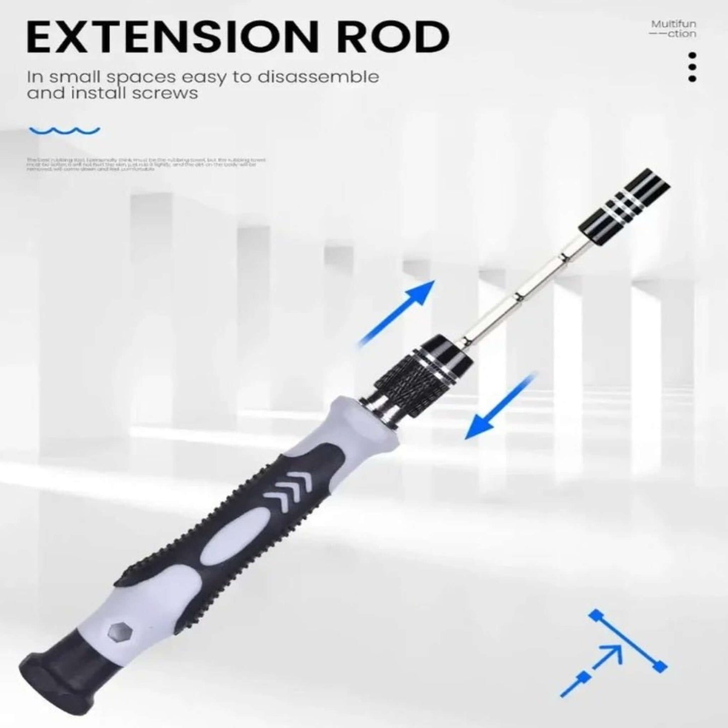 Precision screwdriver extension rod designed for easy screw installation in tight spaces.