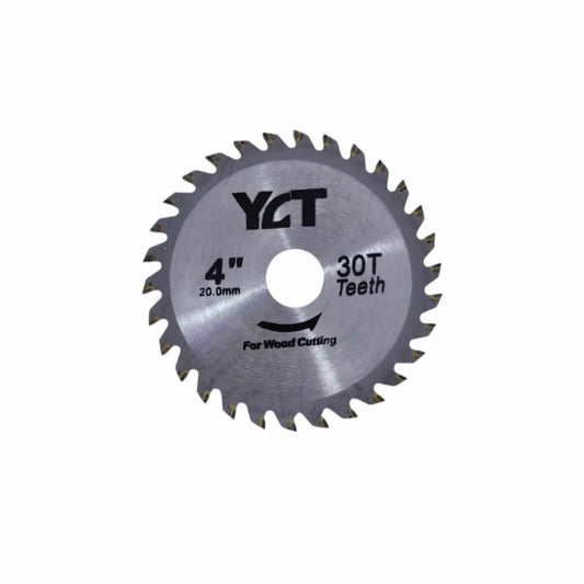 4 inch circular saw blade with 30 teeth for wood cutting, featuring a 20mm hole for easy attachment.
