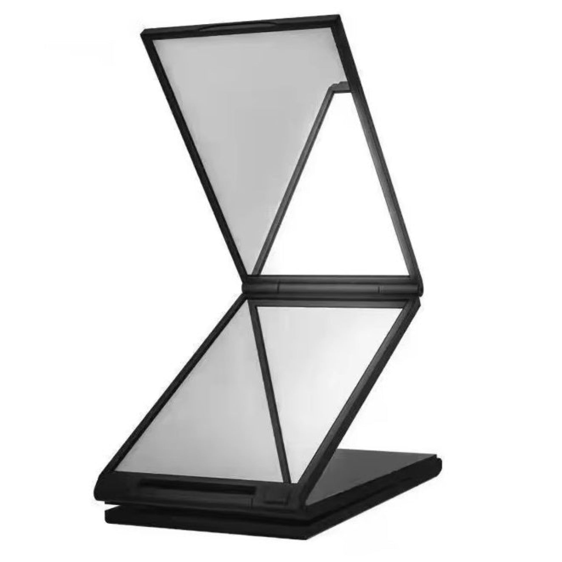 4-Way 360° Folding Mirror showcasing its sleek design for hair and makeup application, providing a complete panoramic view.