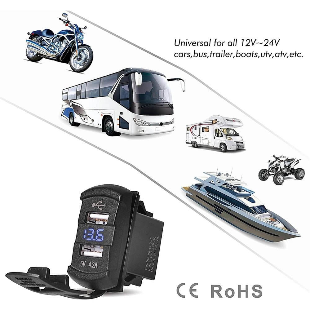 4.2A Dual USB Car Charger with Voltmeter - Sun Cheong Computer Company Limited