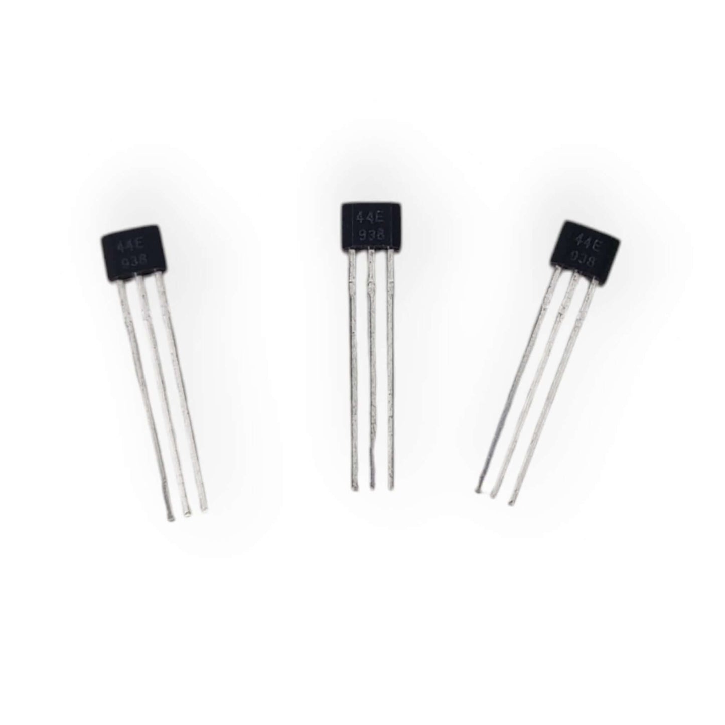 Close-up of 44E Unipolar Hall Effect Sensor, showing "44E 938" marking, essential for precise magnetic detection.