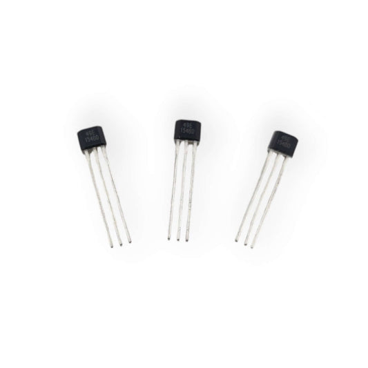 Close-up of a 49E linear Hall effect sensor, showing part number 49E 154GD, ideal for precise magnetic field detection.