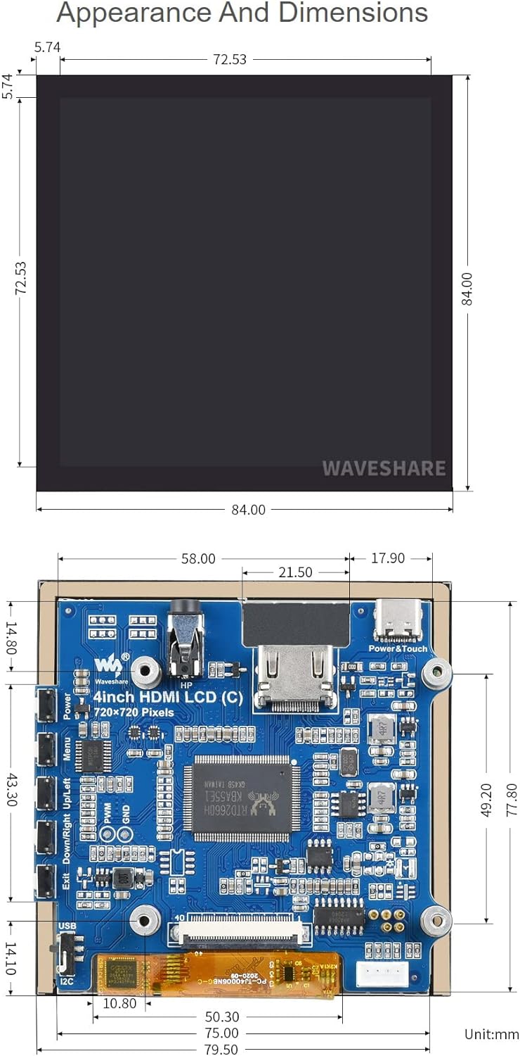 Waveshare 4inch HDMI Touch IPS LCD Display for Raspberry Pi