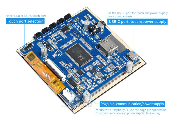 Waveshare 4inch HDMI Touch IPS LCD Display for Raspberry Pi