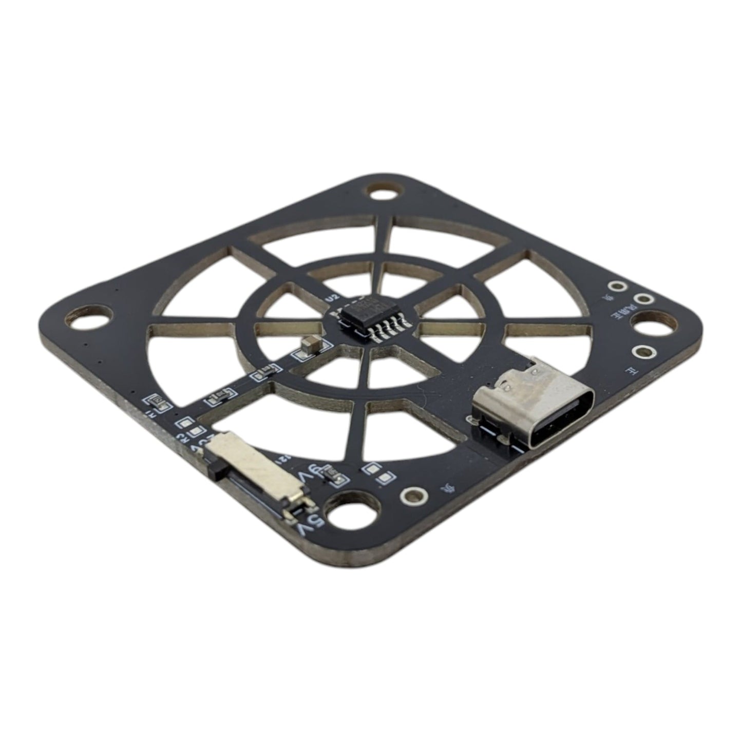 誘騙器側視圖,清晰展示 Type-C 輸入接口及 5V、9V、12V、20V 的電壓調節短接點。
