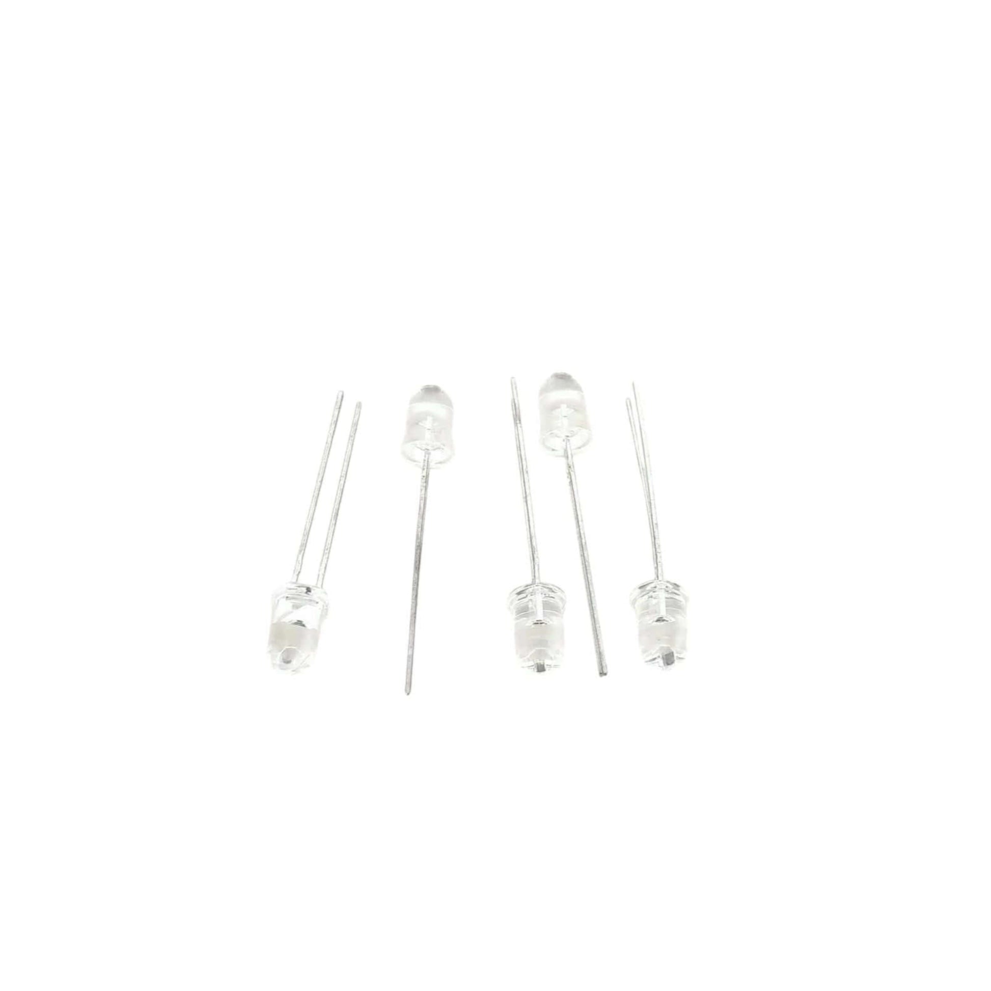 5pcs 5mm 940nm IR Emitter LED diodes with clear round lenses for electronics projects.