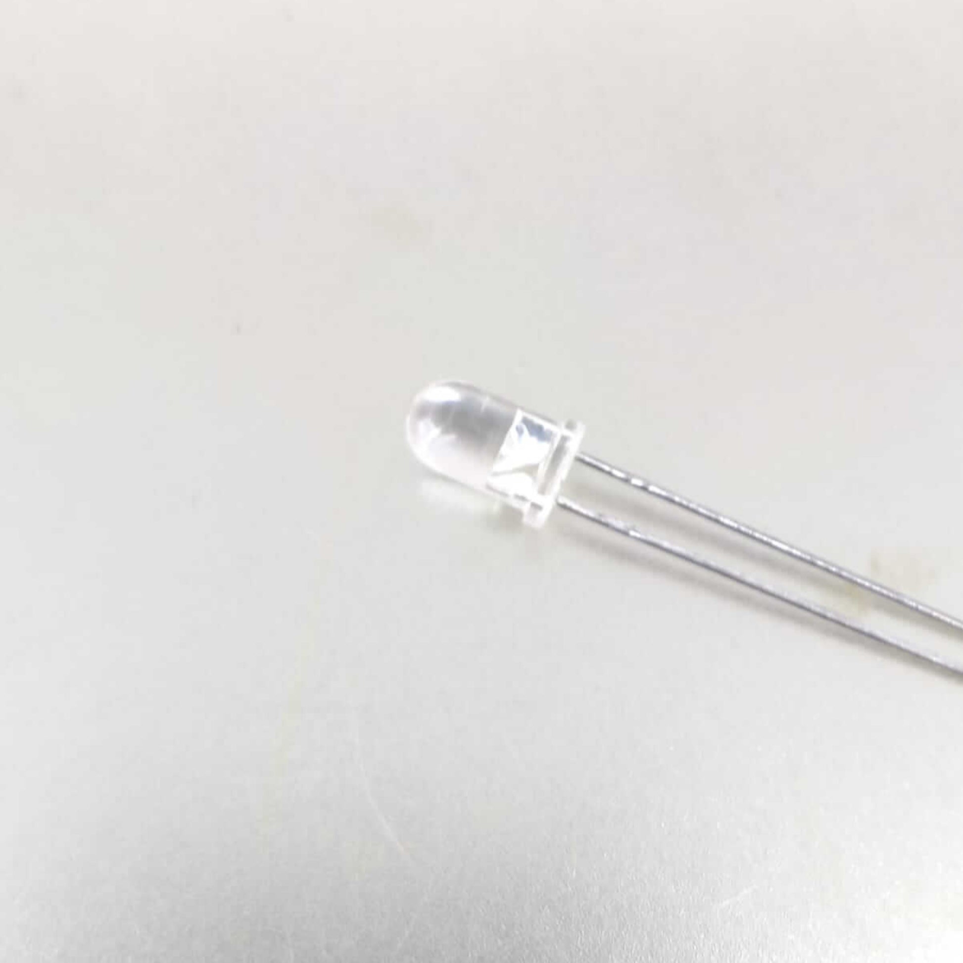 Clear round 5mm 940nm IR Emitter LED diode light for electronics components and DIY PCB circuits.