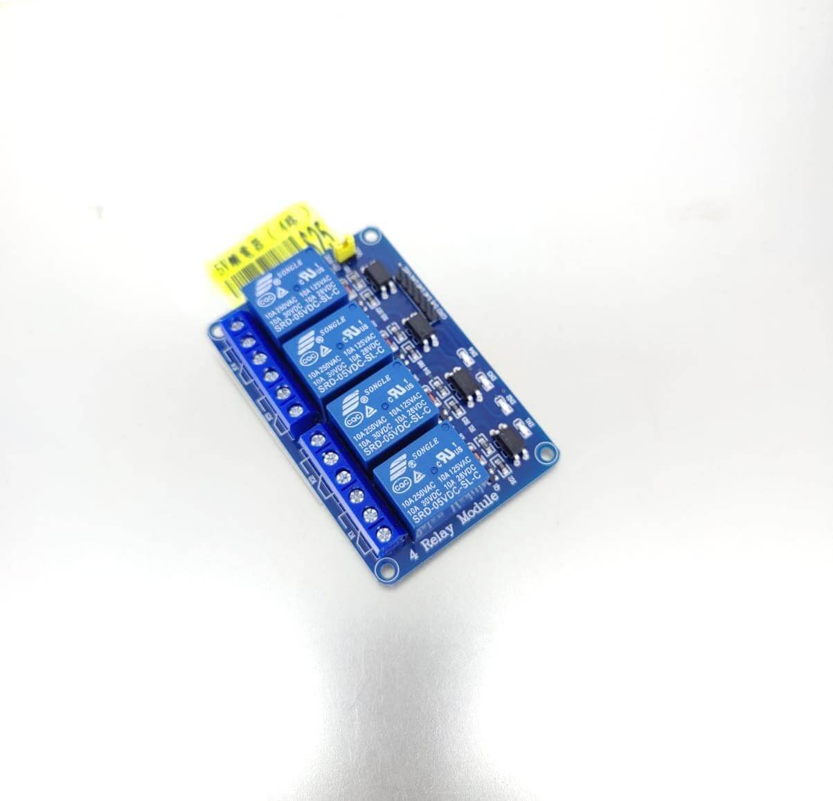 5V 4-Channel Relay Module for Arduino, ideal for controlling high-current appliances and sensors.