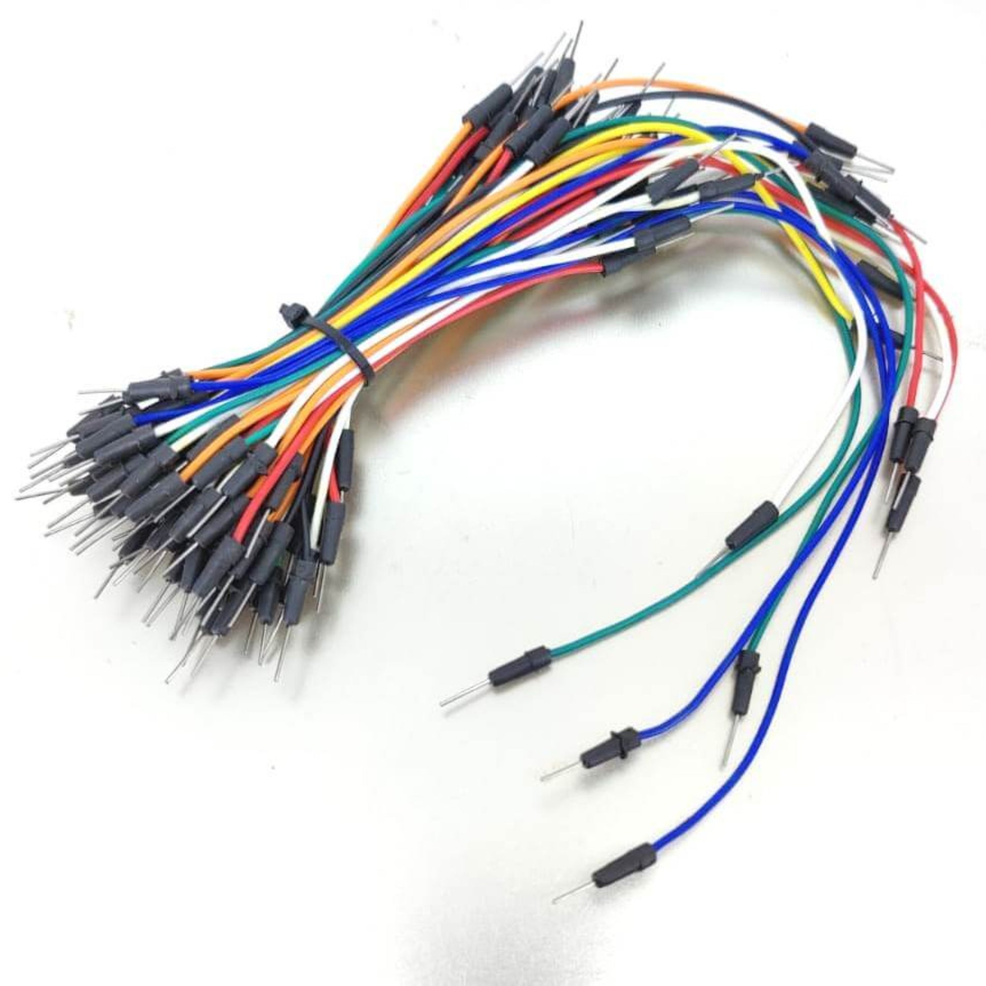 65pcs jumper cable wire kit, flexible male-to-male wires for breadboard and electronic DIY projects.