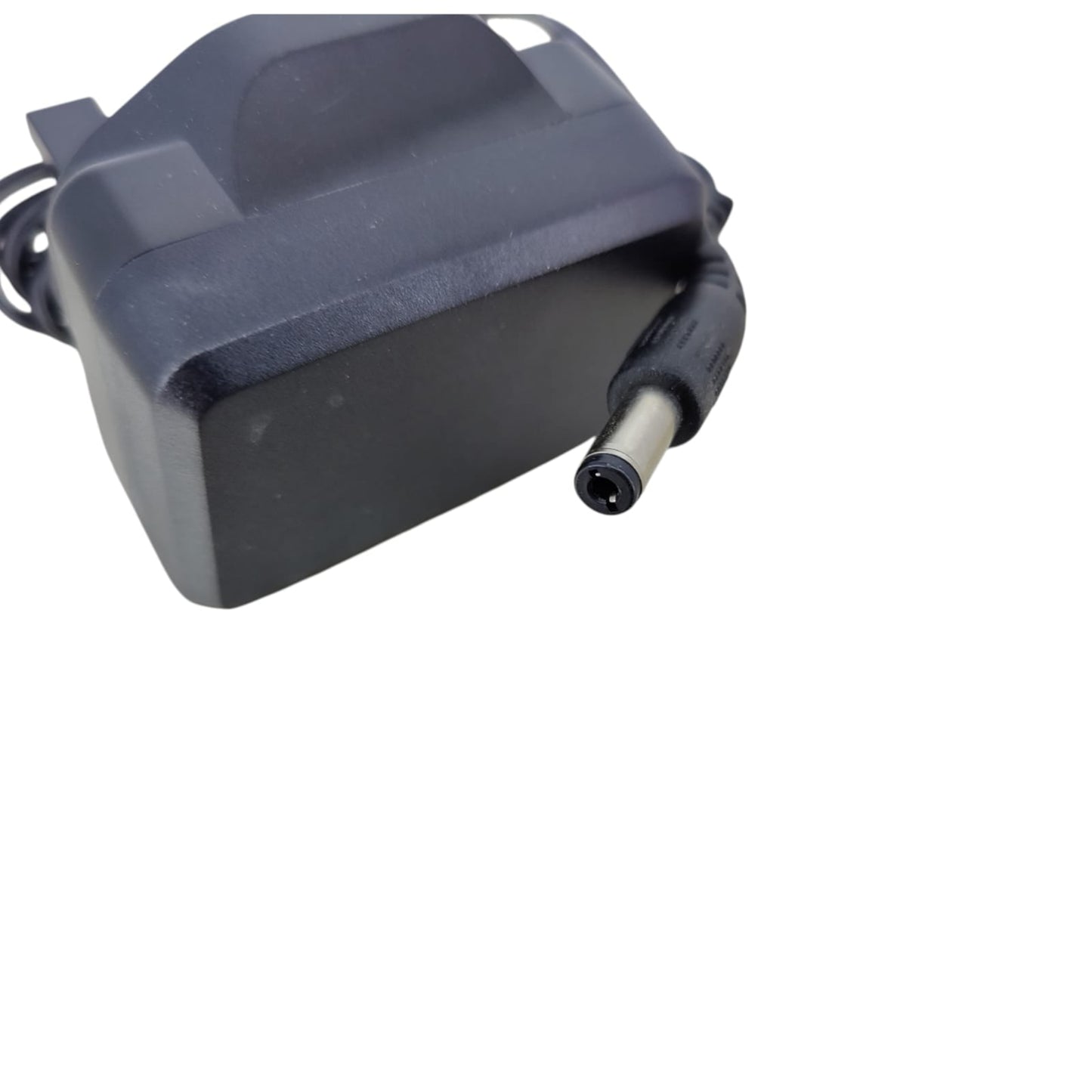 Close-up of the 6V 1A power adapter's DC jack, universal size for secure connections.