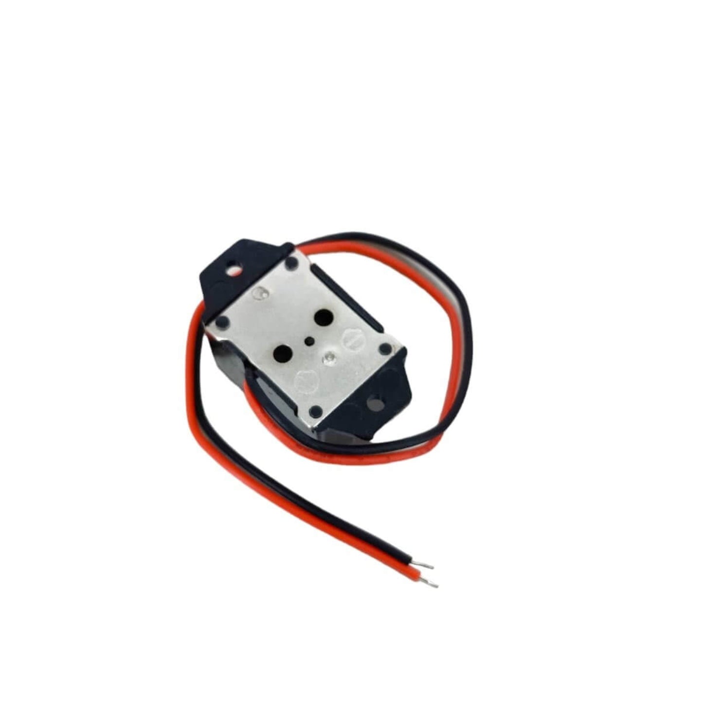 Mini 6V mechanical buzzer with leads, 75db sound pressure level, compact ABS design for electronic components.