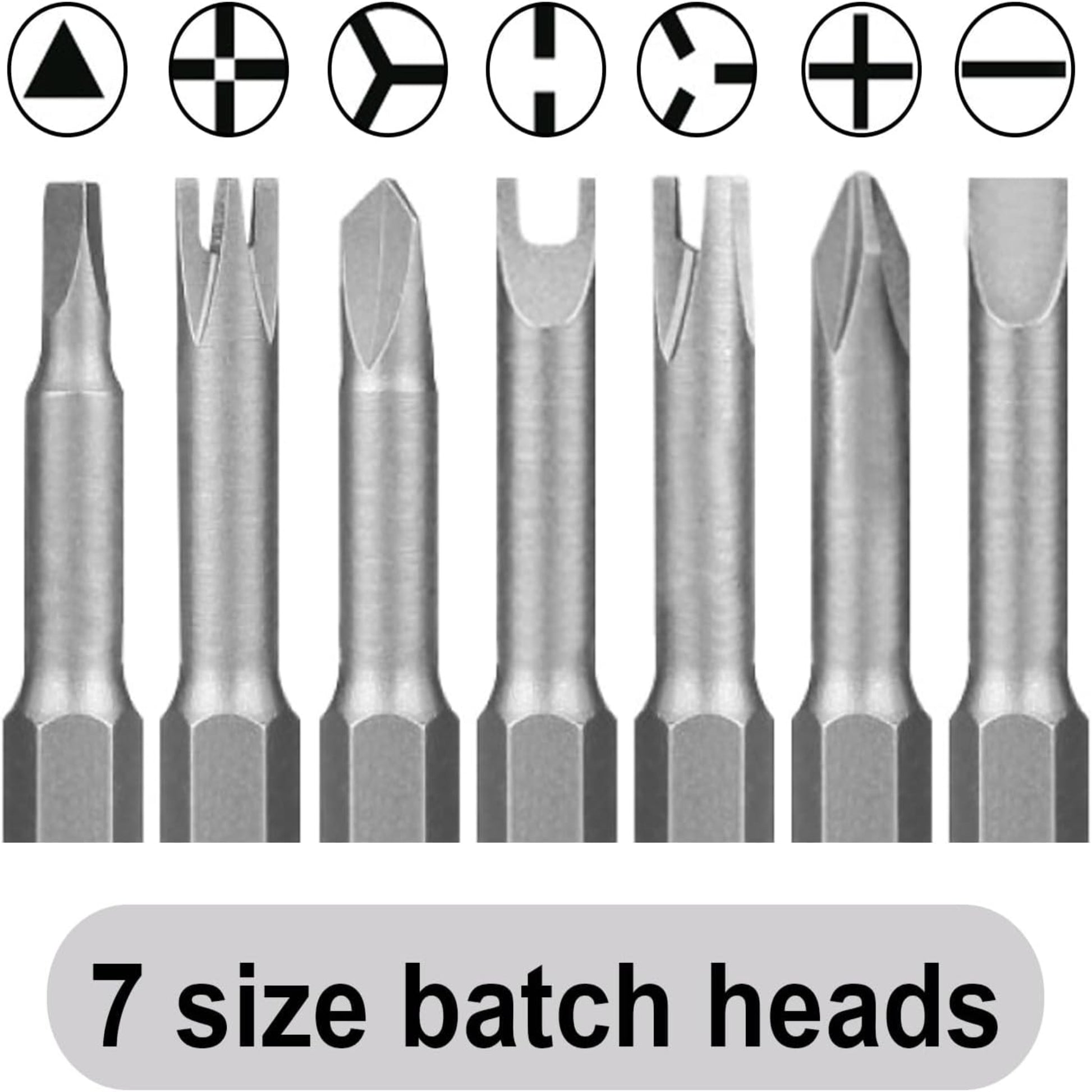 7pcs special shaped screwdriver set with various bit sizes in chrome vanadium steel for DIY and repairs.