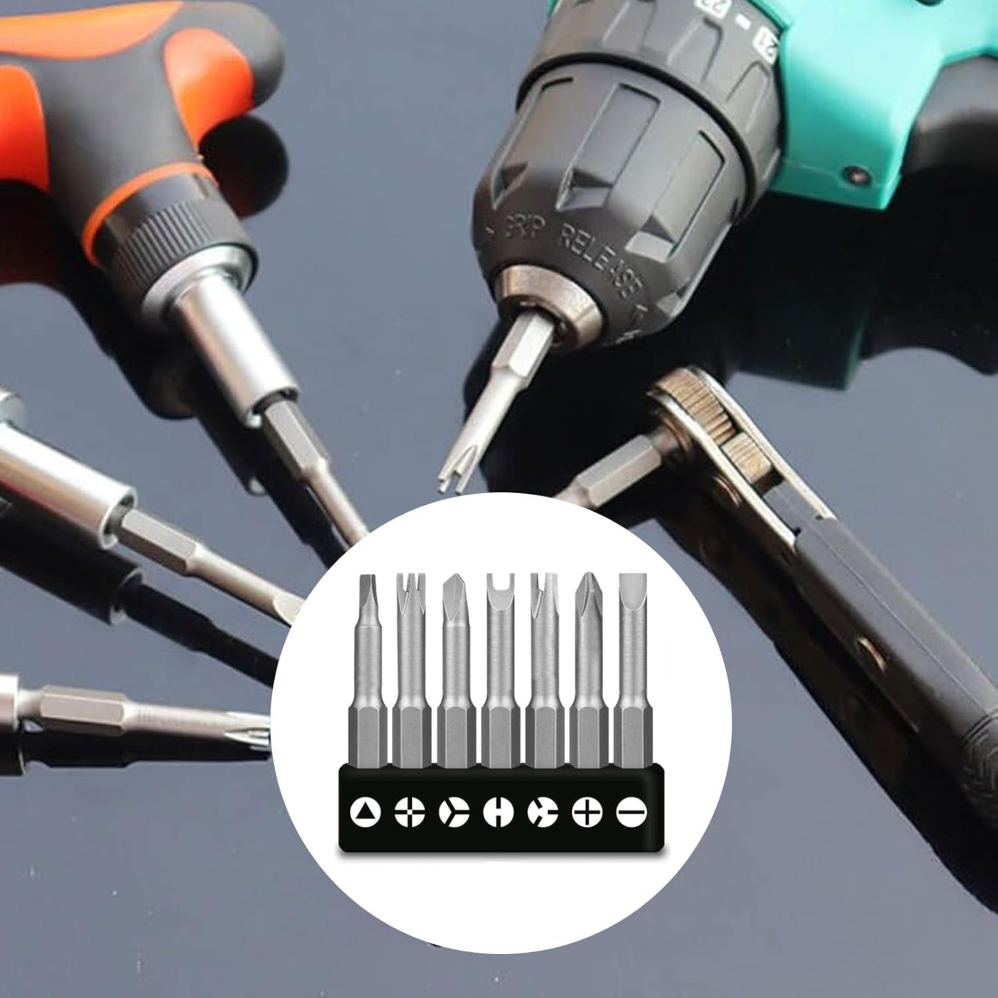 7pcs Special Shaped Screwdriver Set with various bit shapes for DIY projects and repairs, featuring durable chrome vanadium alloy steel.