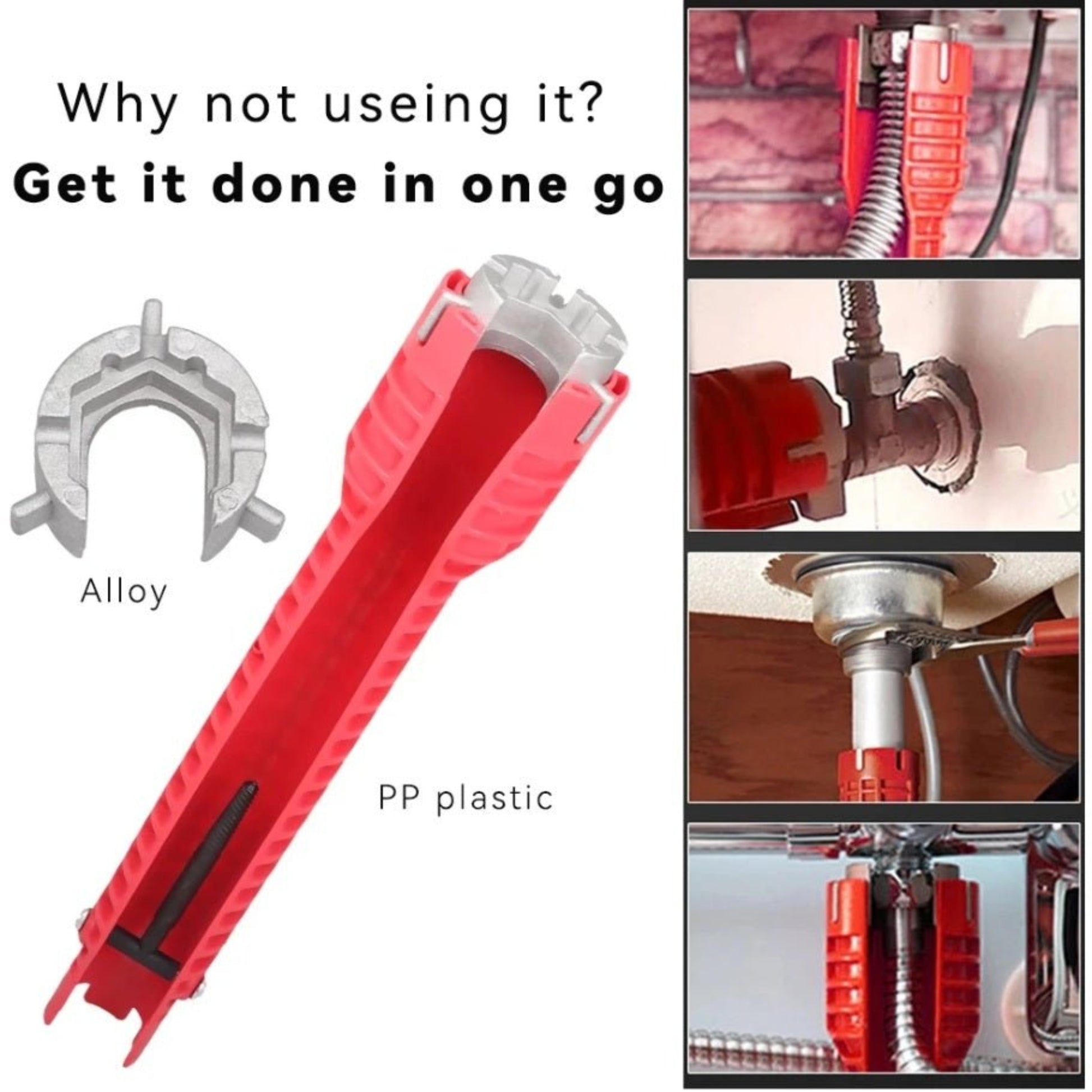 8-in-1 Faucet and Sink Installer Wrench Tool Kit showcasing its features for easy plumbing installations.