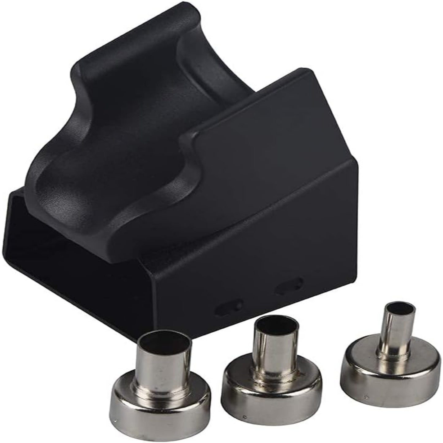 Nozzle holder with three metal nozzles for 8858 700W Digital Hot Air Rework Station, ideal for electronic repairs.