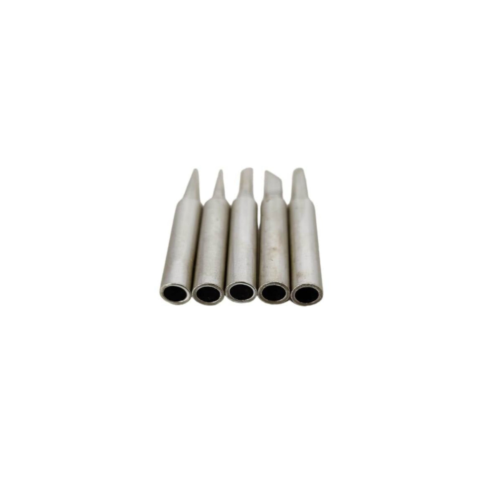 5PCS 936 soldering tips, compatible with electric soldering irons for electronics repair and circuit board soldering.