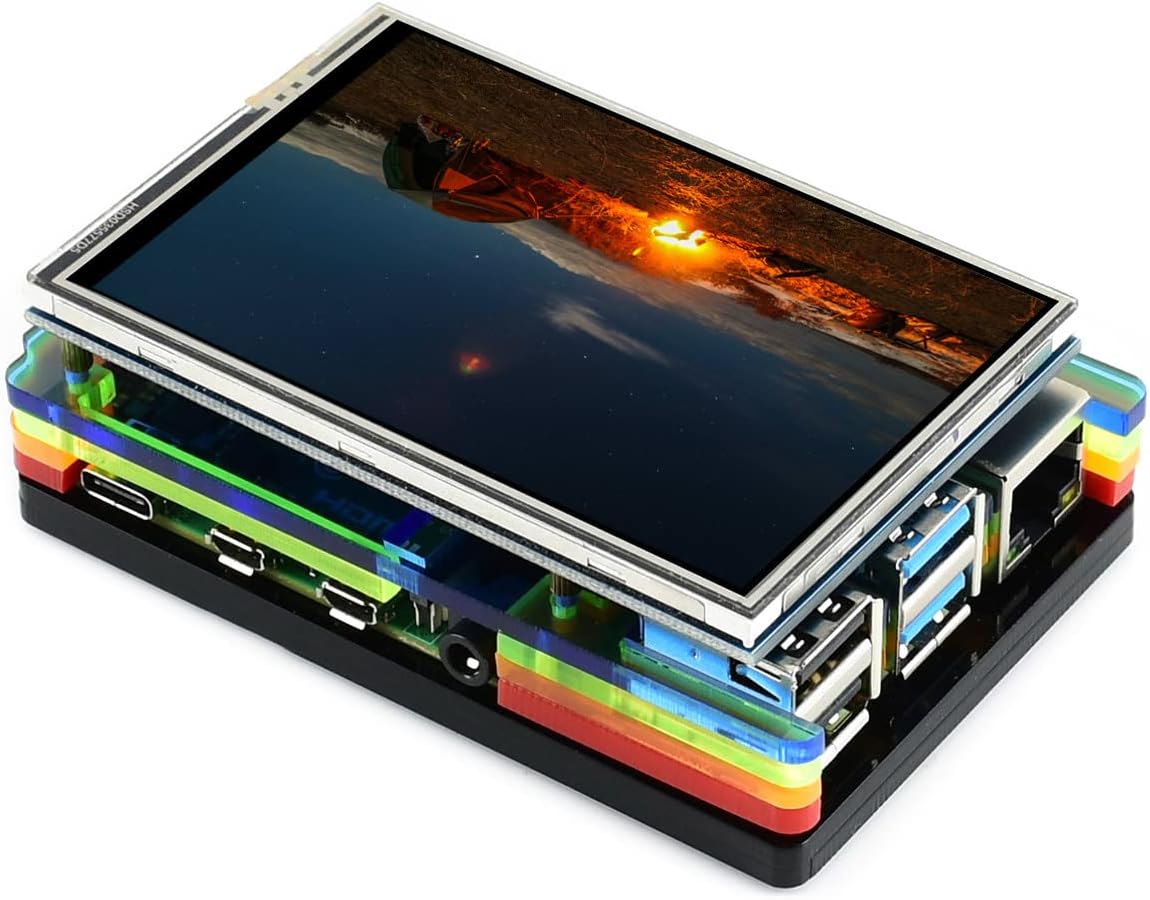 Colorful Rainbow Acrylic Case for Raspberry Pi 4, with Cooling Fan