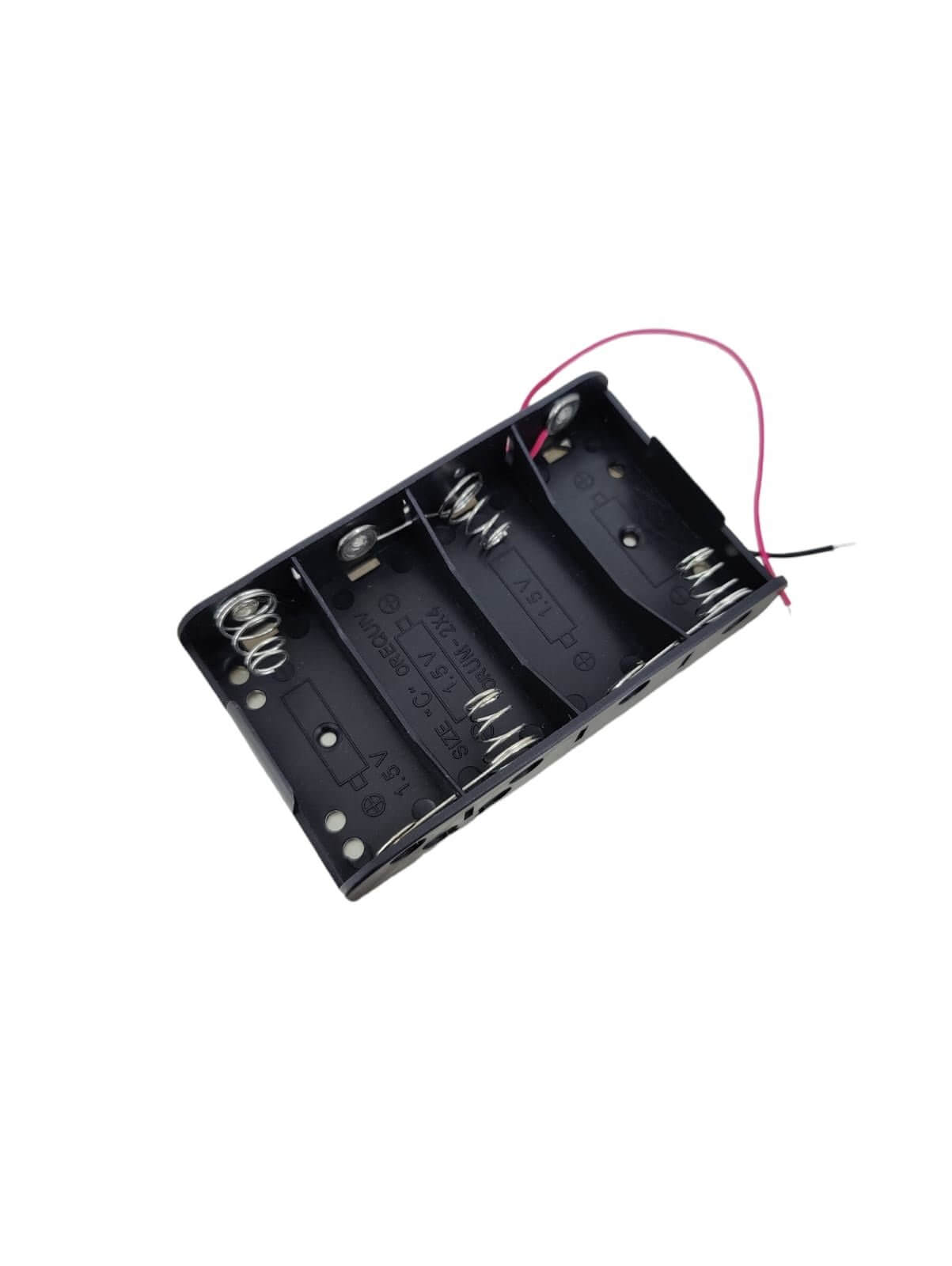 1/2/3/4 Slot Type C battery holder with wires for DIY projects, supports No. 2 batteries, compact design.