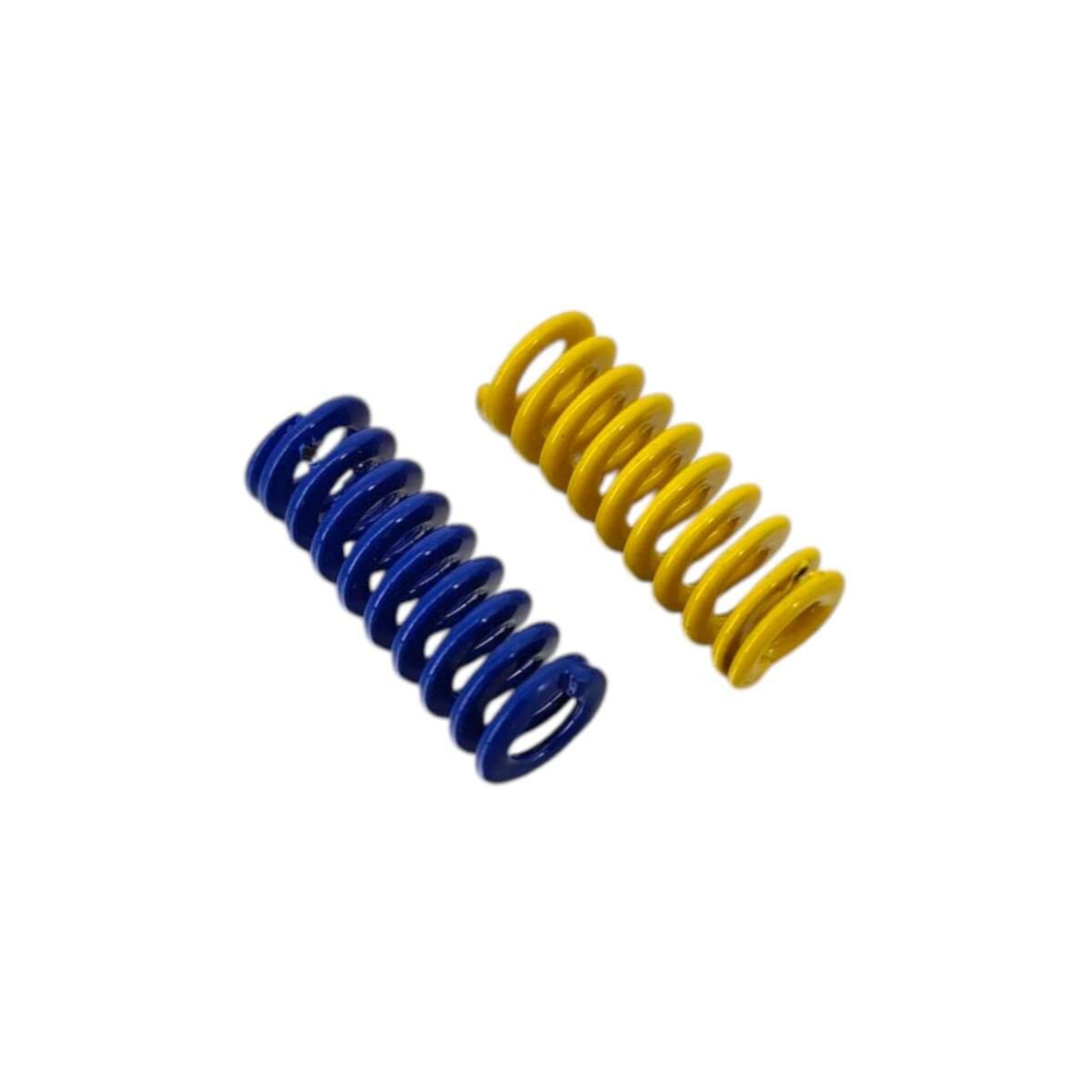 Compression spring set in blue and yellow for 3D printer hotbed platform adjustment.