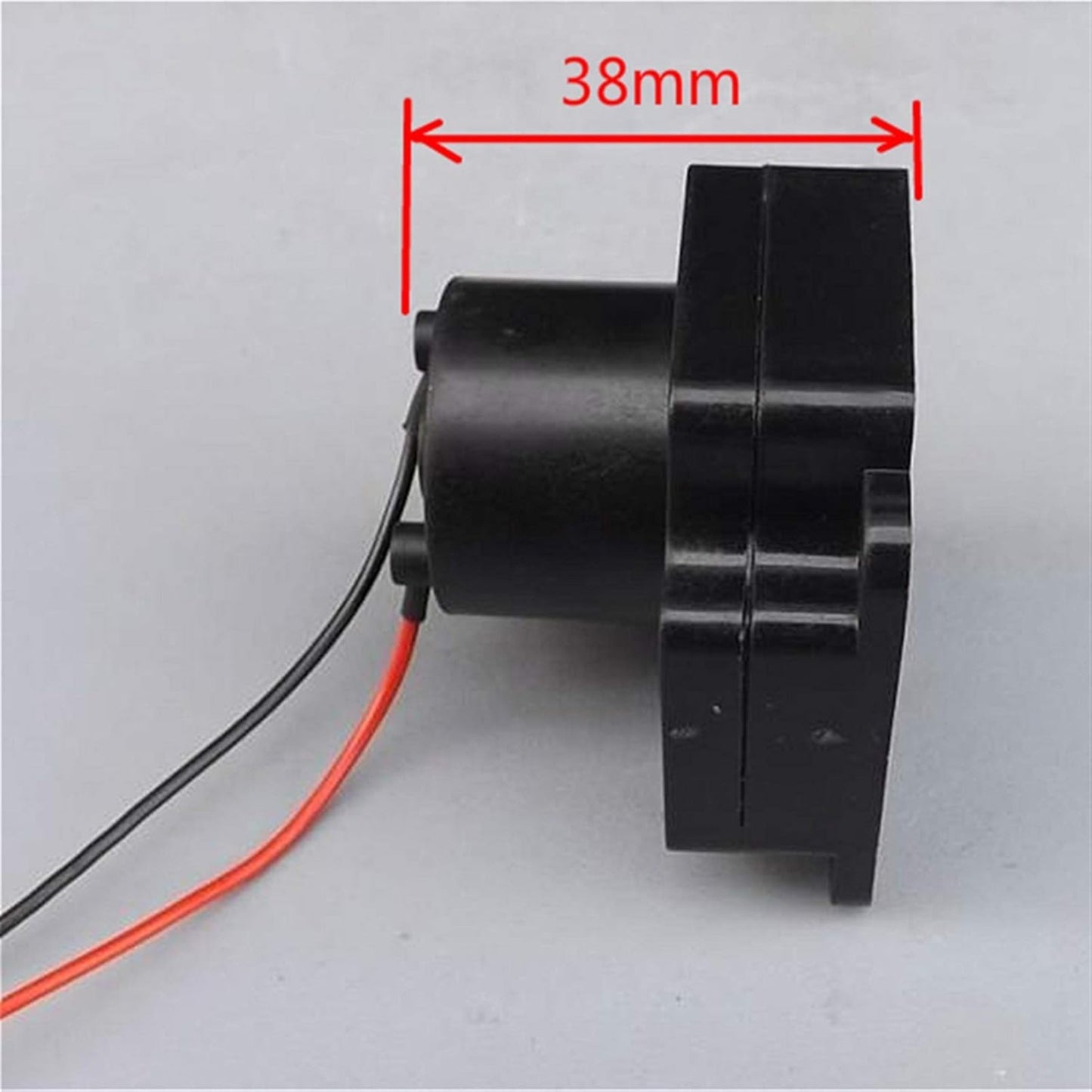 DC 5V motor with 38mm diameter, featuring black casing and wires for electronic projects and DIY toys.