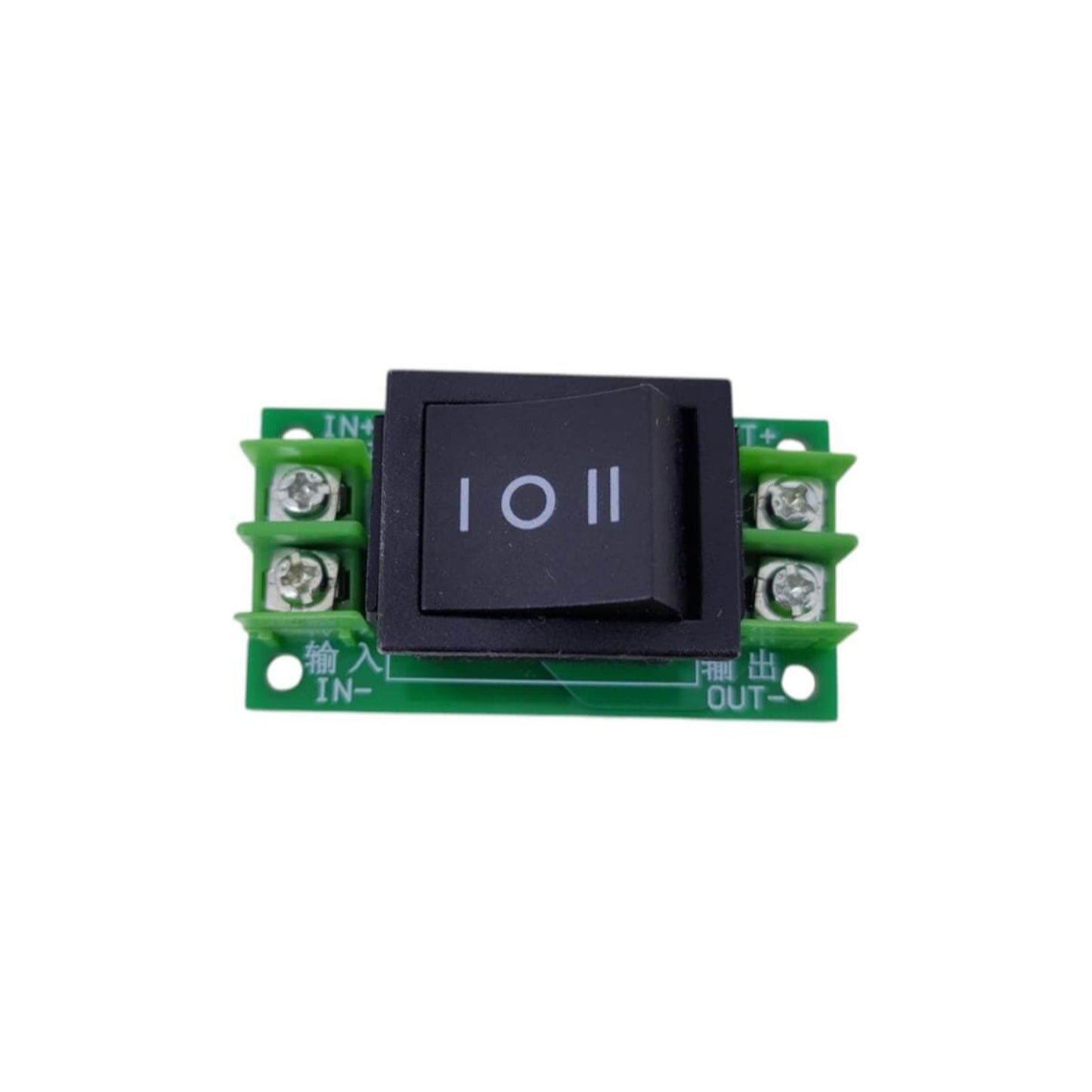 DC reversible switch module with terminal connections for motor control, compact design, and up to 20A current support.