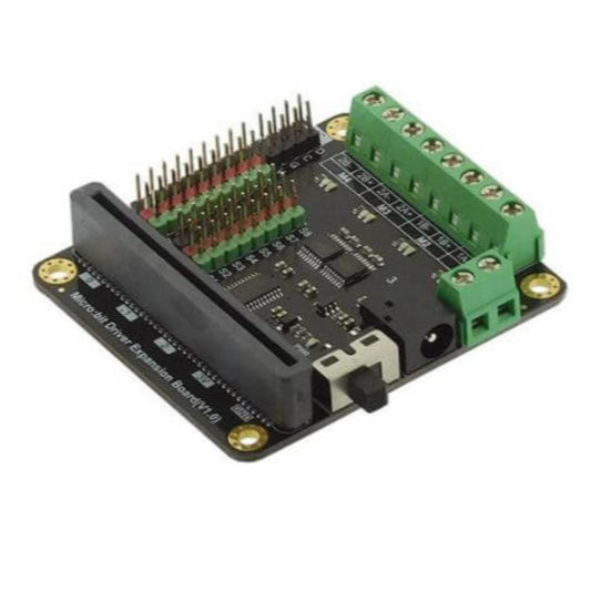 DFRobot Micro:bit Driver Expansion Board V1.0 with multiple pin resources for robotics projects.