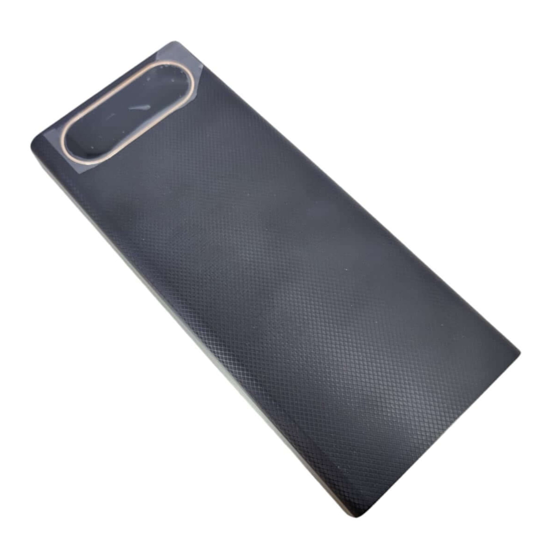 Sleek black textured front of the 20000mAh DIY power bank enclosure with the screen off.