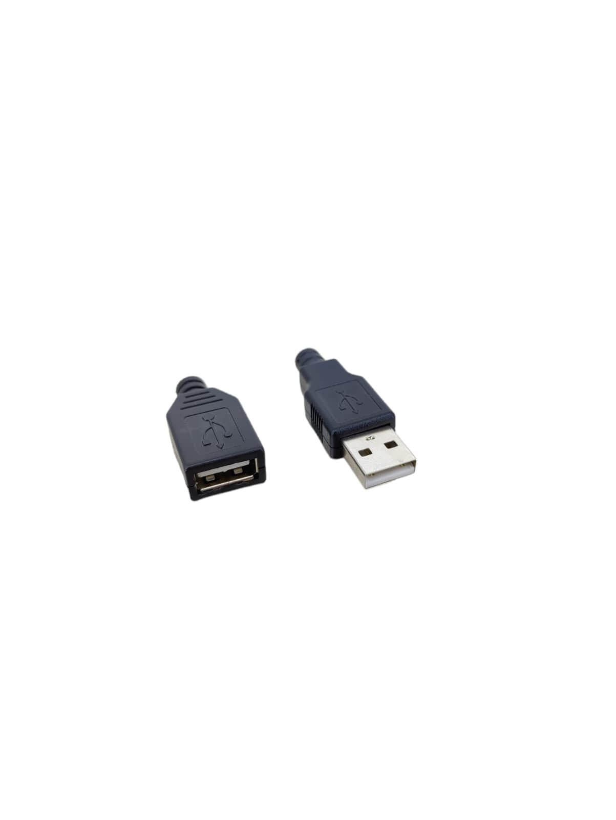 DIY USB adapter connector male and female with black plastic cover for USB 2.0 4 pin socket.
