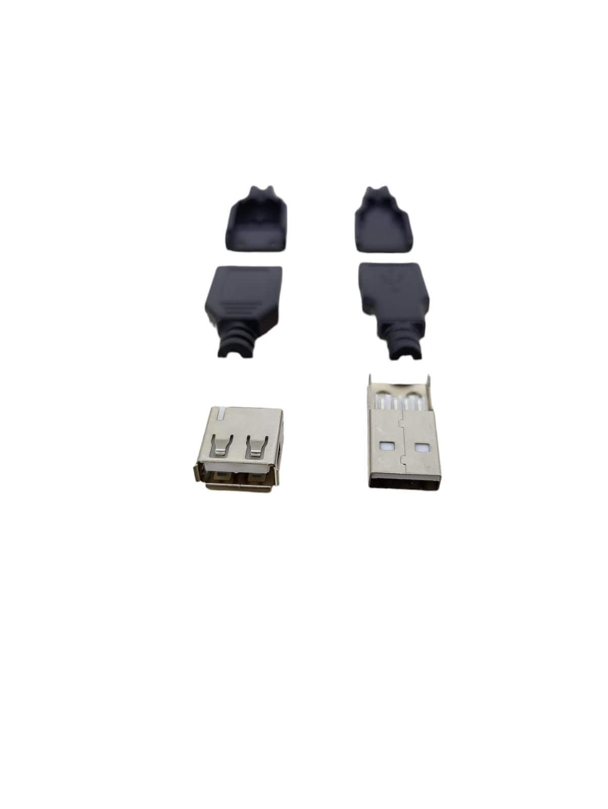 DIY USB Adapter Connector Male and Female with Black Plastic Covers for USB 2.0 4 Pin Applications