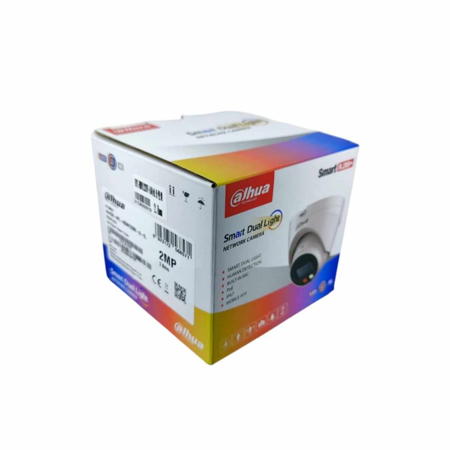 Dahua IPC-HDW1239V-A-IL 2MP Dual Light Eyeball IP Camera packaging box with colorful design.