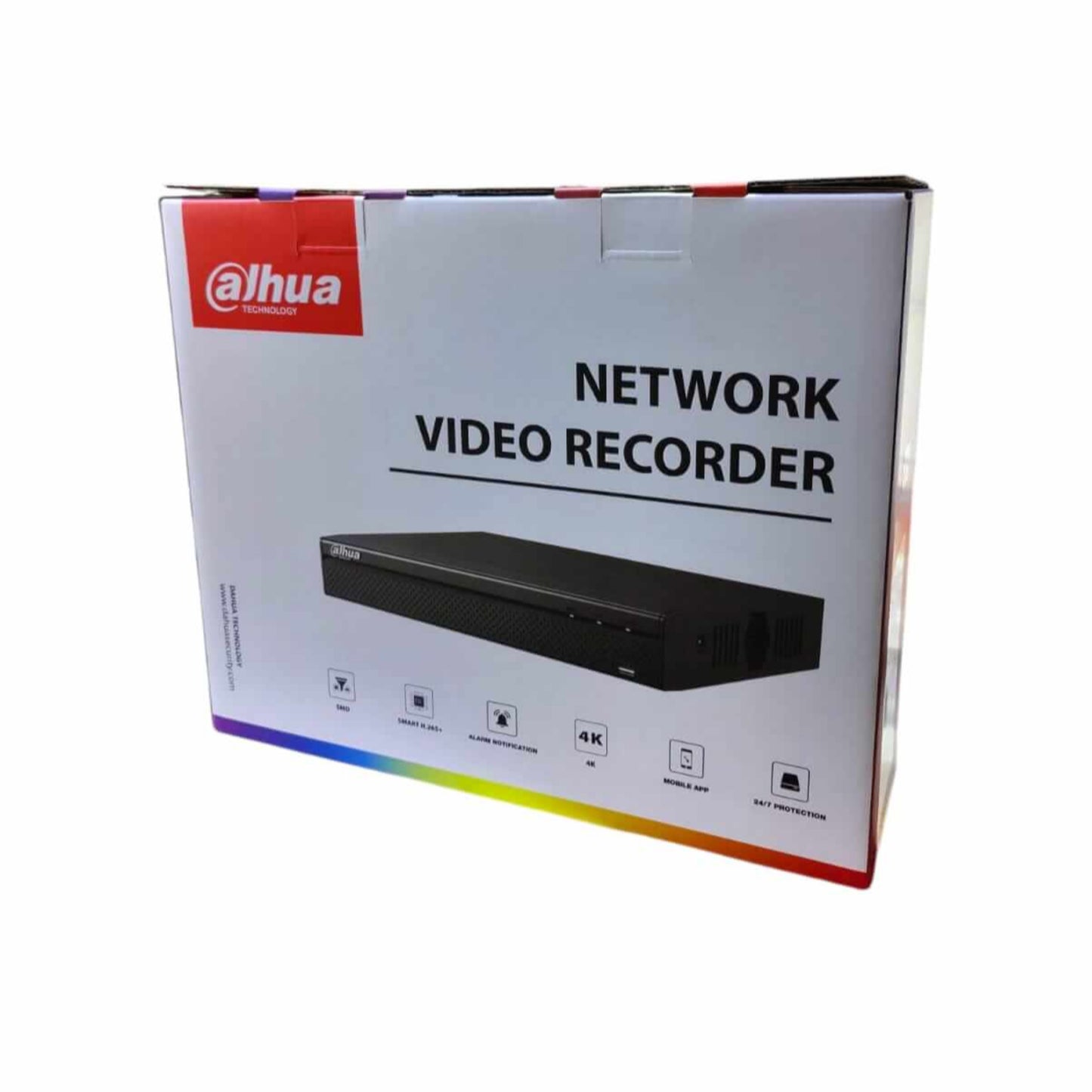 Dahua NVR4104HS-P-4KS3 4-channel 4K PoE network video recorder packaging, showcasing advanced surveillance technology.
